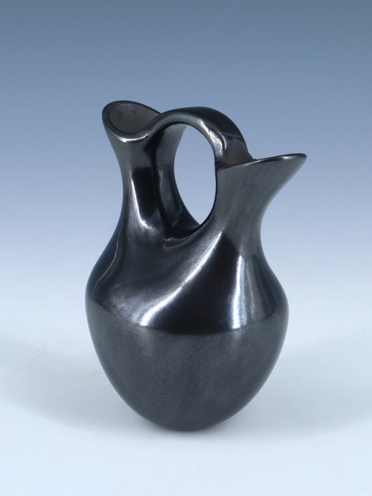 Mata Ortiz Hand Coiled Black Pottery Wedding Vase - PuebloDirect.com