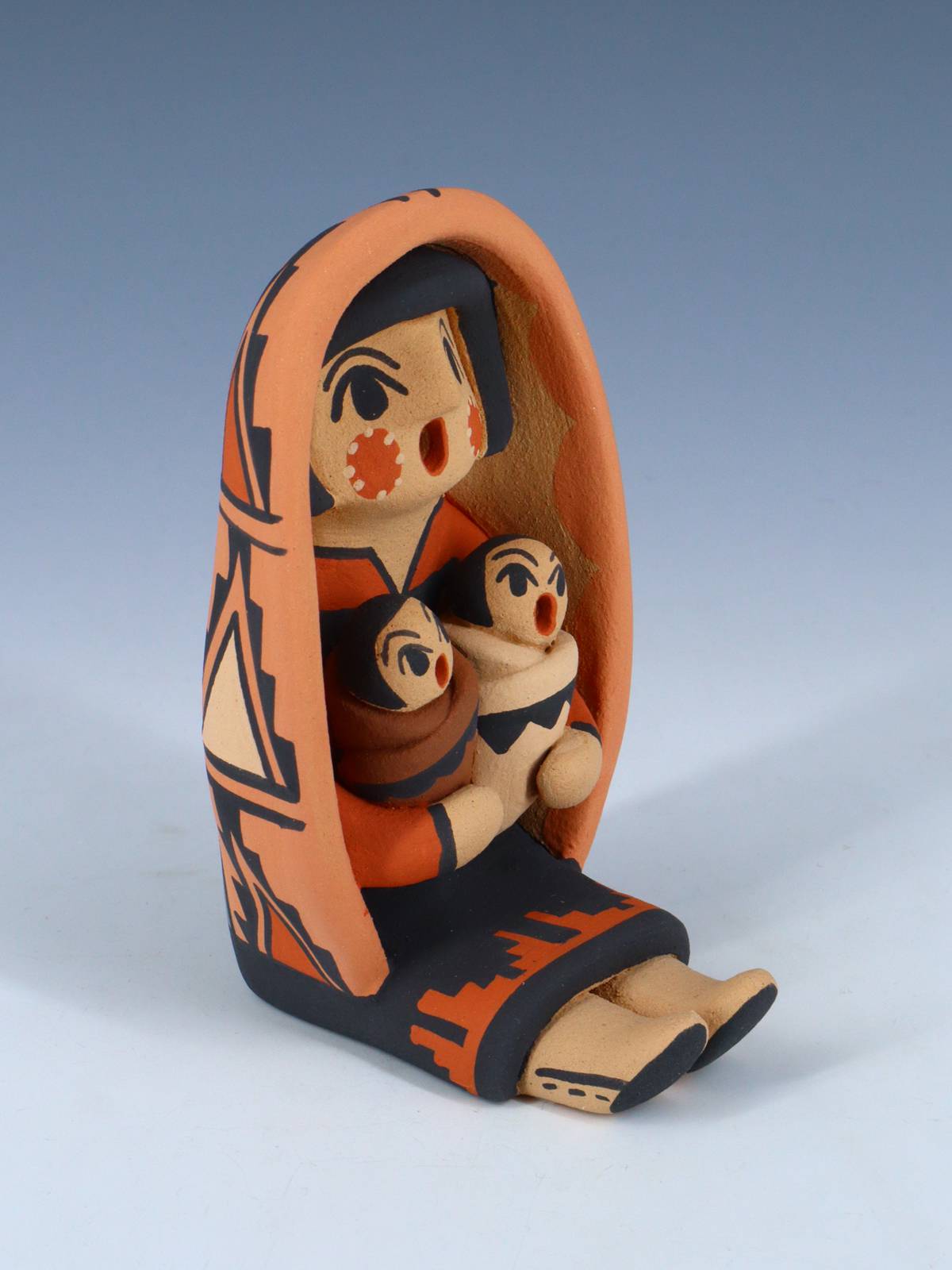 Jemez Pueblo Pottery Two Baby Storyteller - PuebloDirect.com