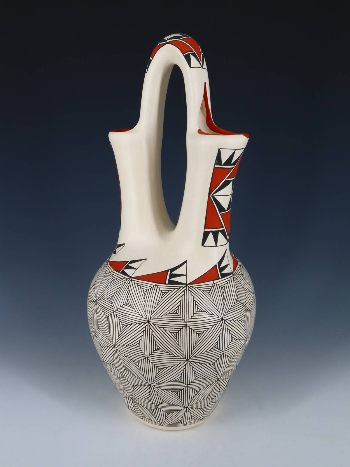 Large Acoma Pueblo Fine Line Design Pottery Wedding Vase - PuebloDirect.com
