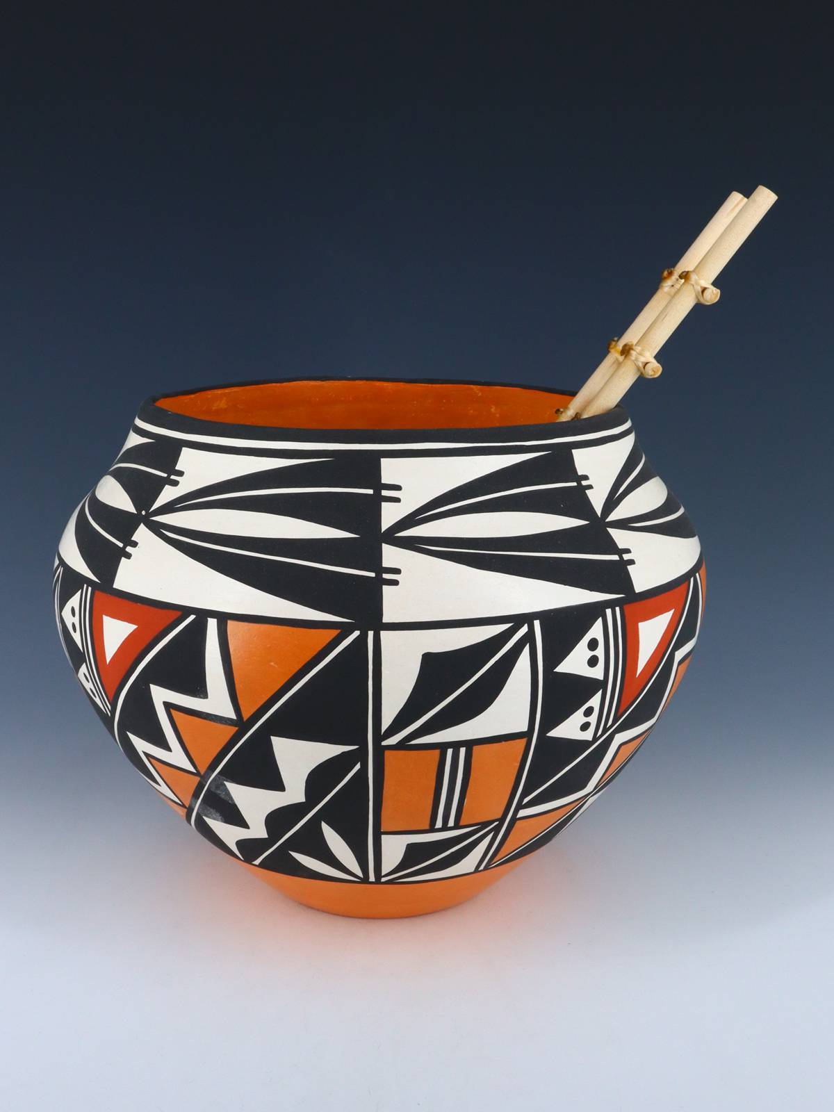 Acoma Pueblo Hand Painted Pottery With Ladder - PuebloDirect.com