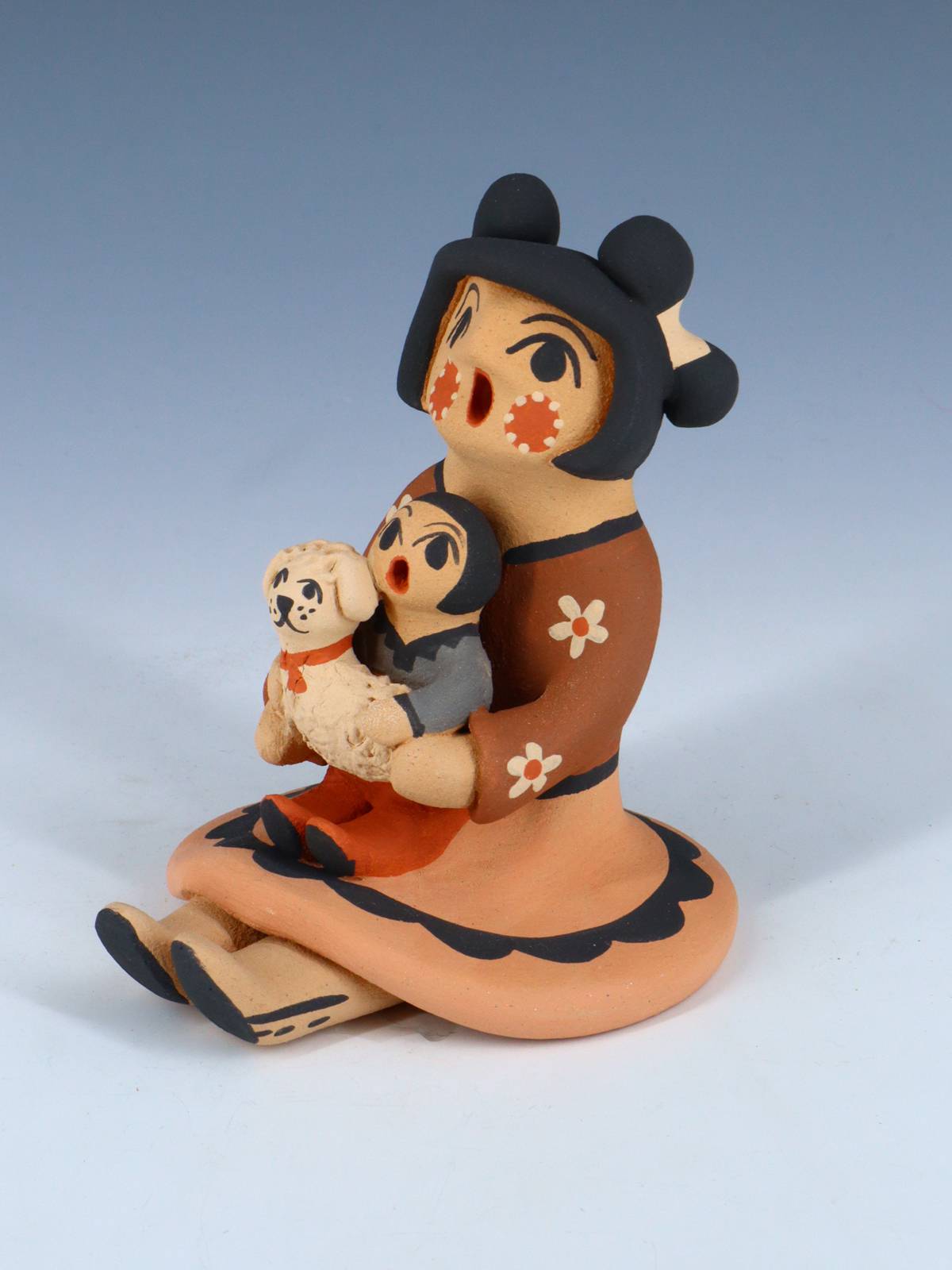 Jemez Pueblo Pottery One Baby And Dog Storyteller - PuebloDirect.com