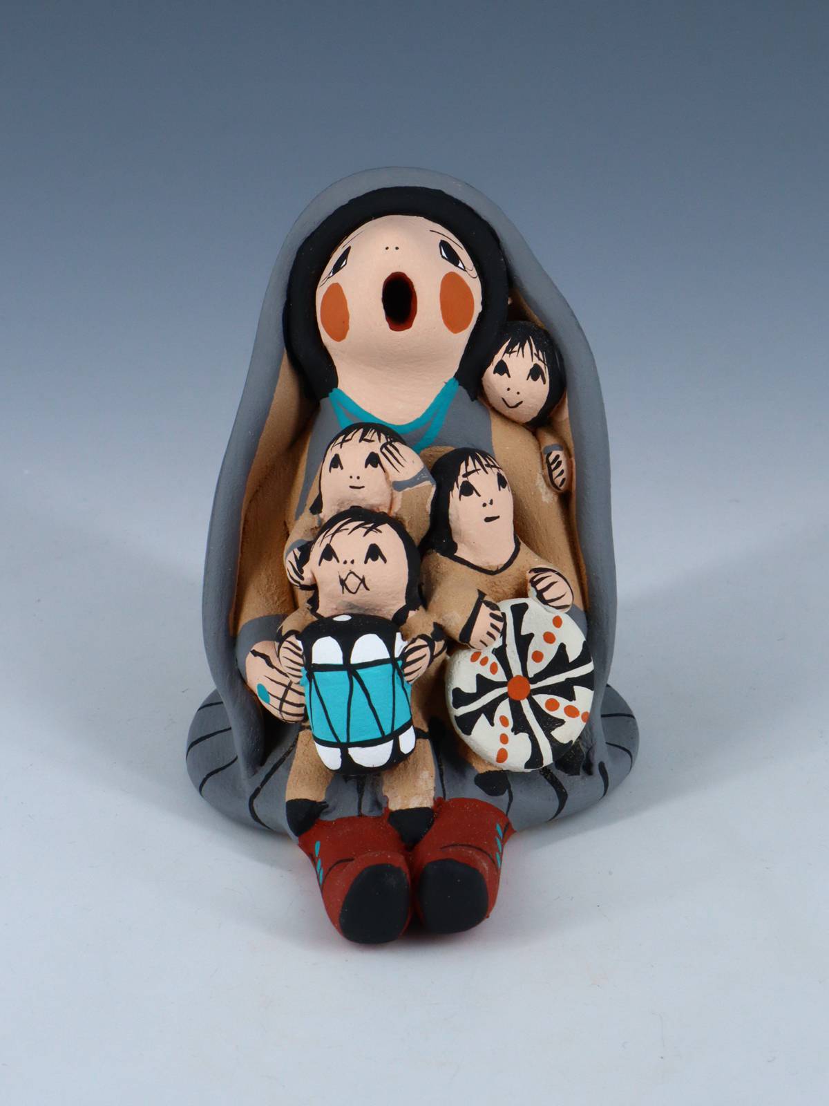 Jemez Pueblo Pottery Four Baby Storyteller Doll