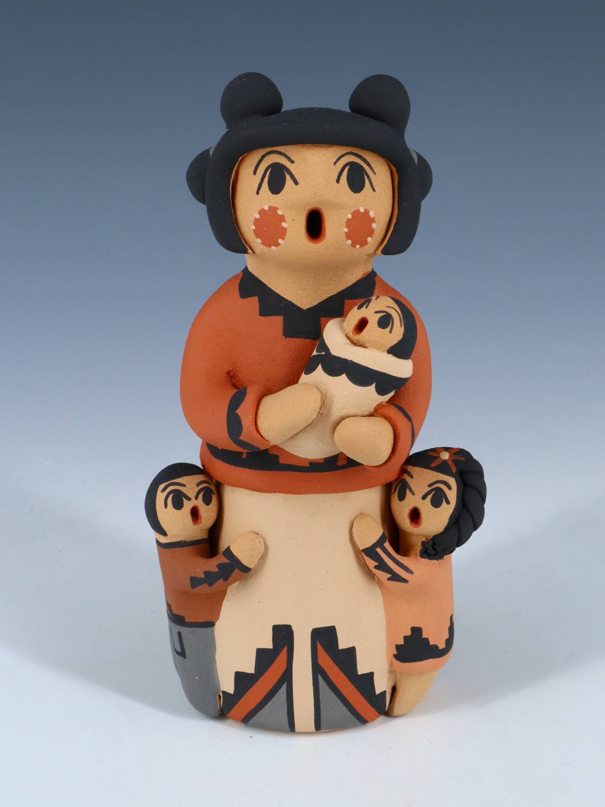 Jemez Pueblo Pottery Three Baby Storyteller Doll - PuebloDirect.com