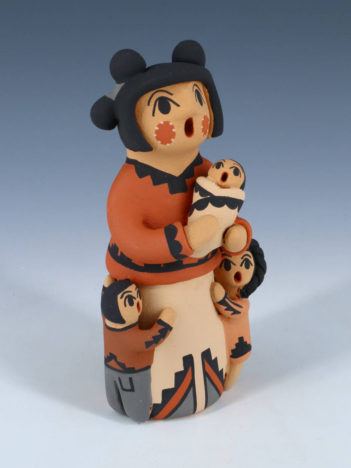 Jemez Pueblo Pottery Three Baby Storyteller Doll - PuebloDirect.com