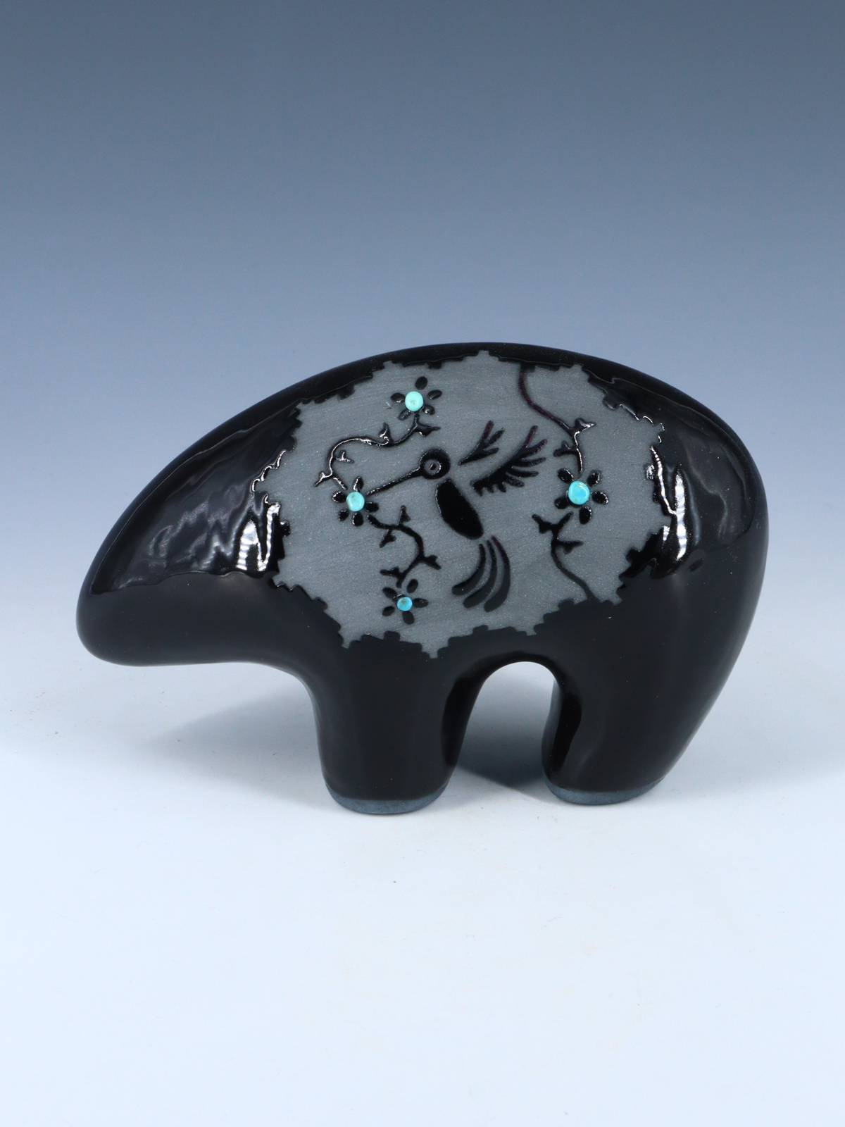 San Juan Pueblo Black Pottery Bear