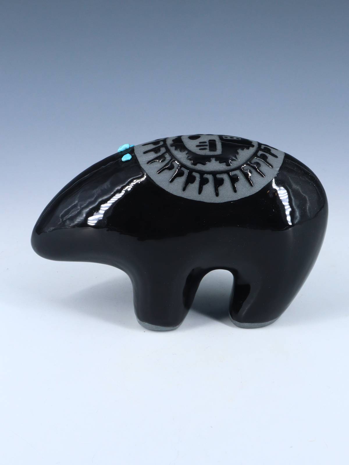 San Juan Pueblo Black Pottery Bear