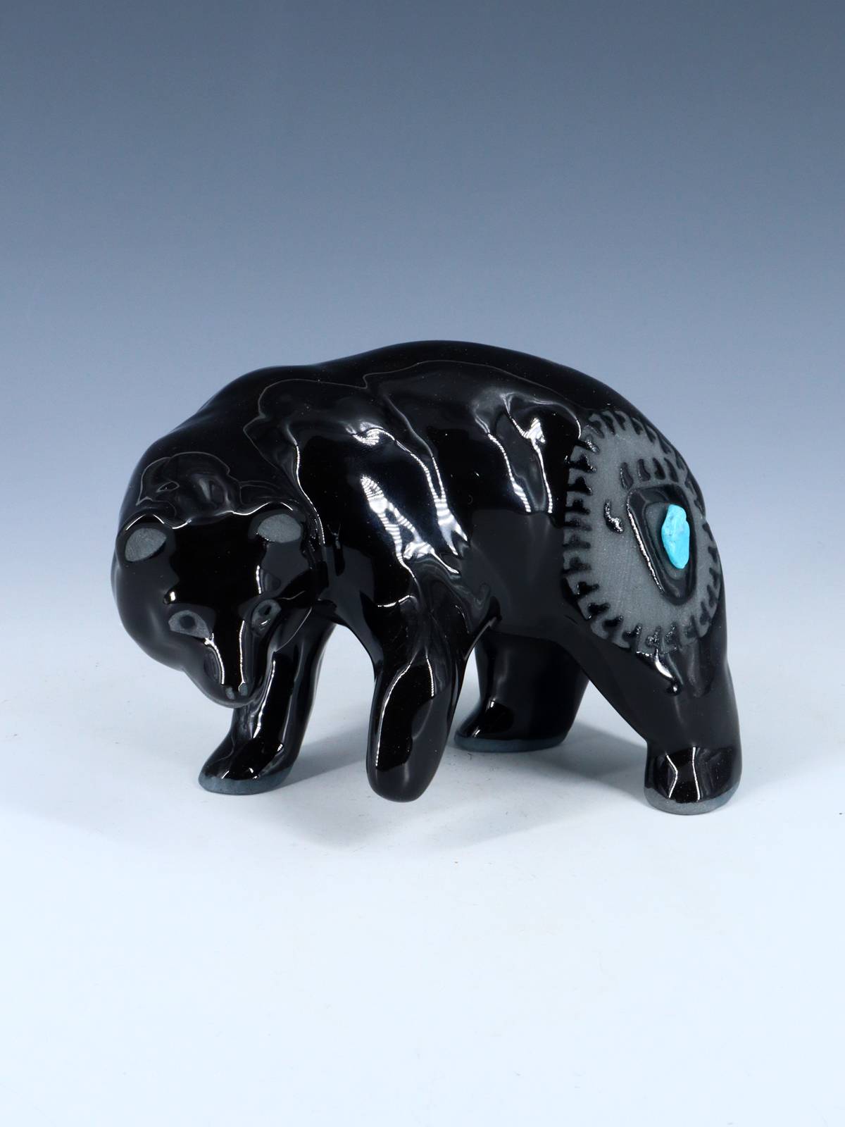 San Juan Pueblo Black Pottery Bear