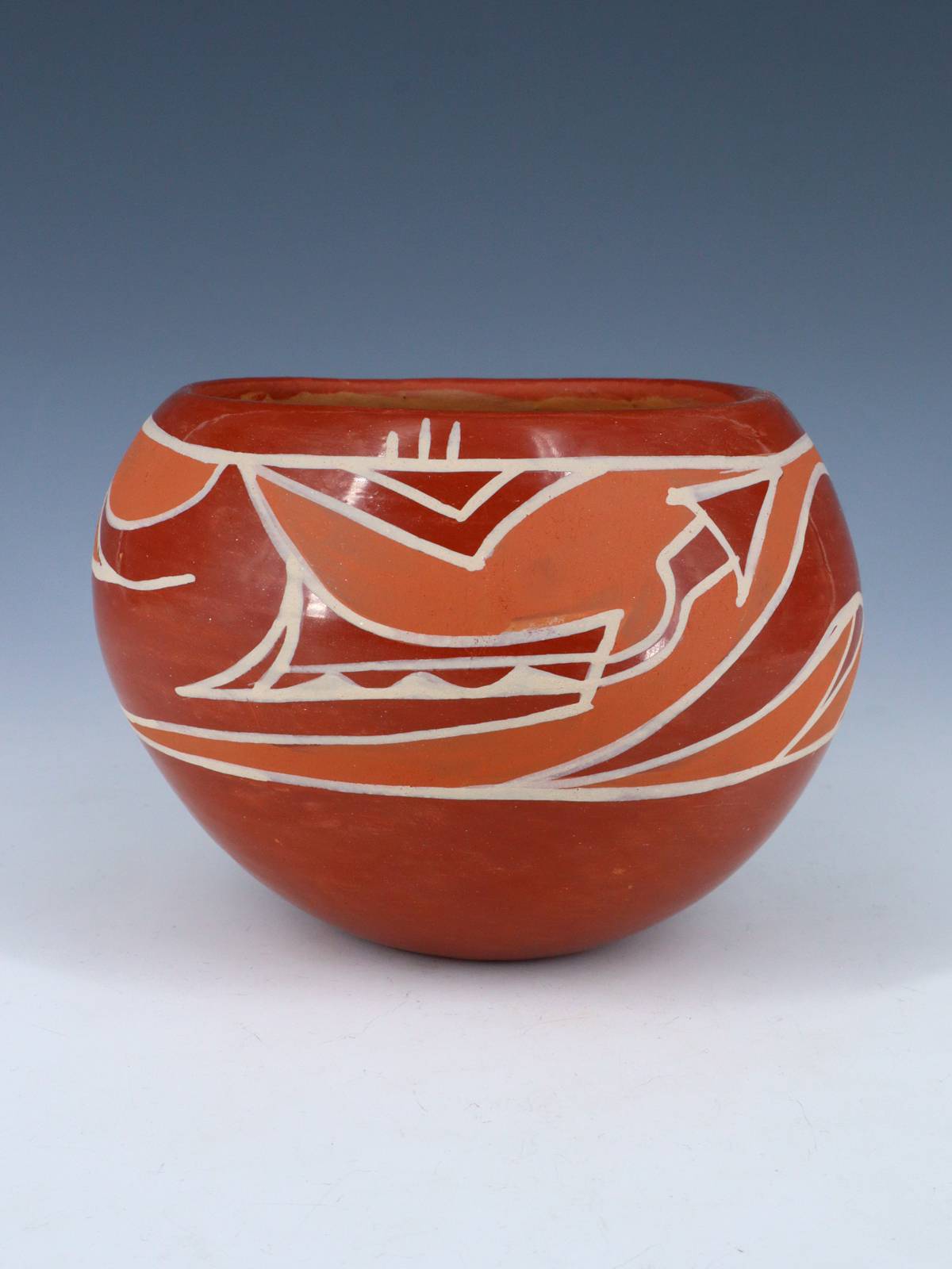 Estate Santa Clara Pueblo Hand Coiled Painted Redware Pottery - PuebloDirect.com