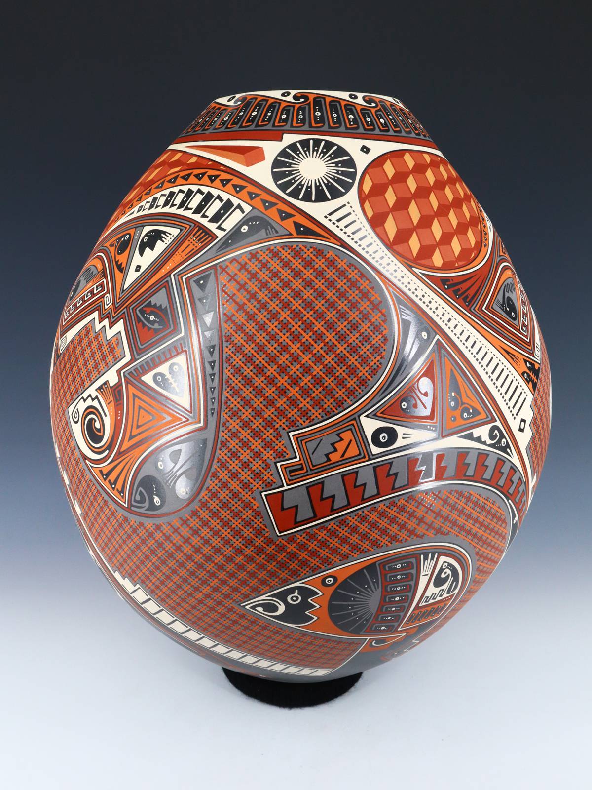 Large Mata Ortiz Hand Coiled and Painted Paquime Pottery - PuebloDirect.com