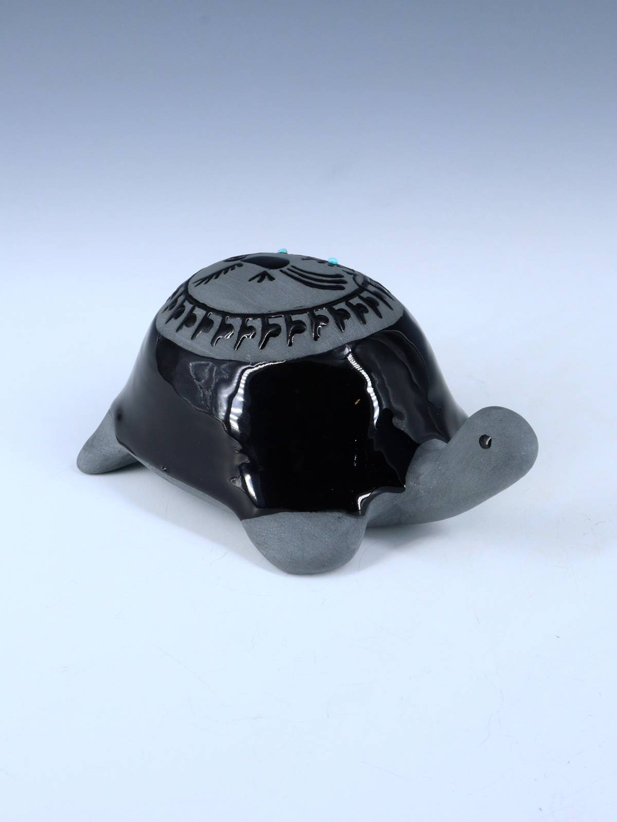 San Juan Pueblo Black Pottery Turtle