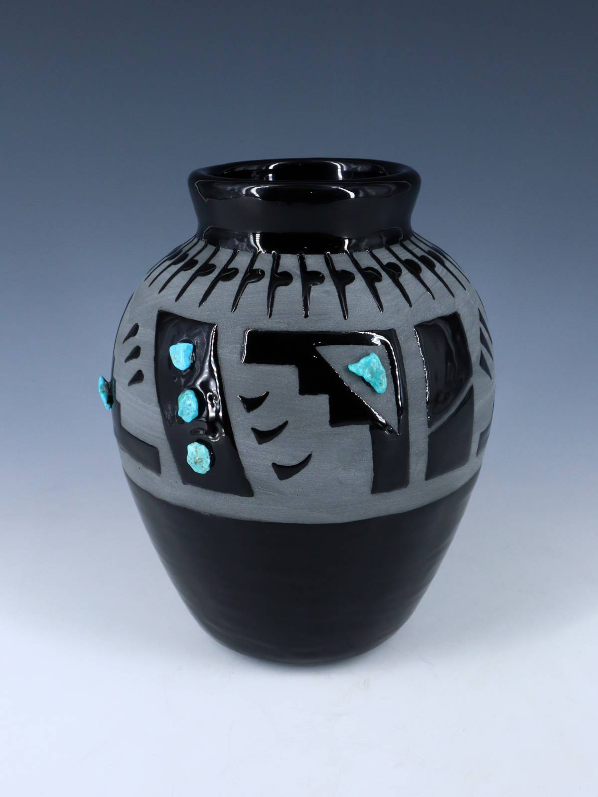 San Juan Pueblo Black Pottery Vase