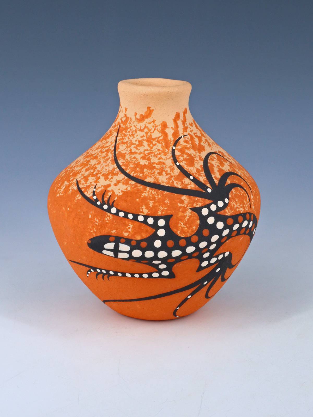 Zuni Pueblo Lizard Hand Made Pottery Vase