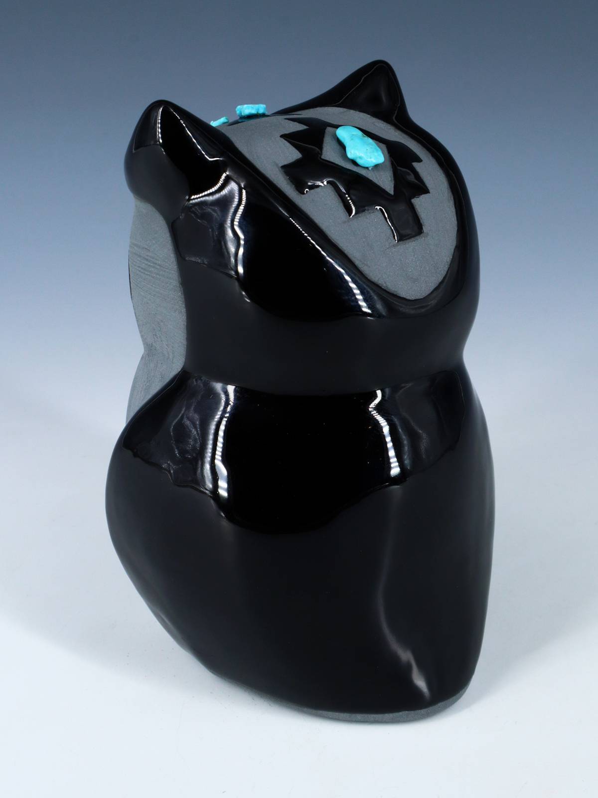 San Juan Pueblo Black Pottery Owl