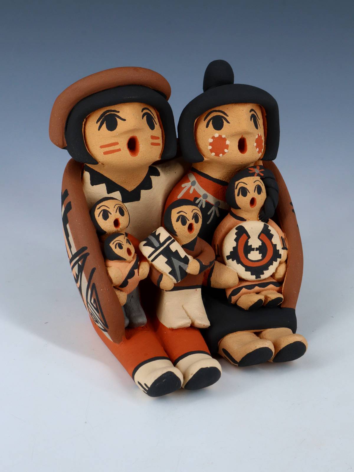 Jemez Pueblo Pottery Famille de cinq bébés conteurs