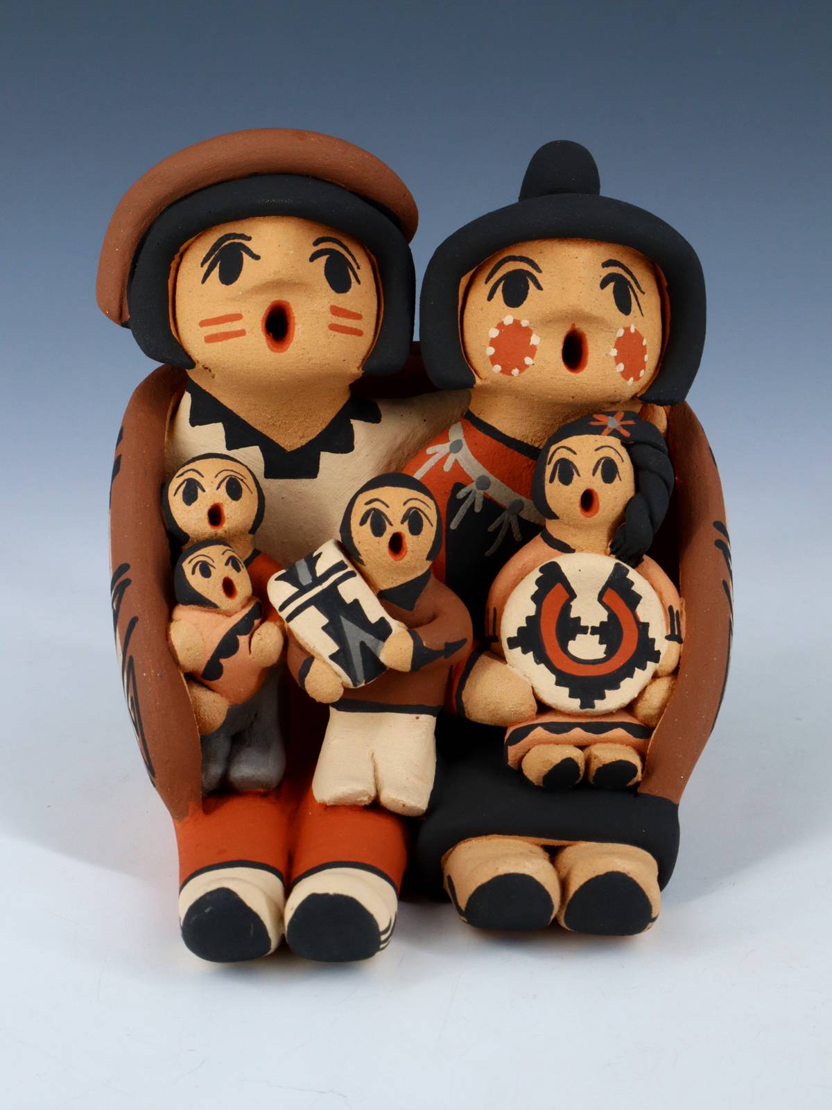 Jemez Pueblo Pottery Famille de cinq bébés conteurs