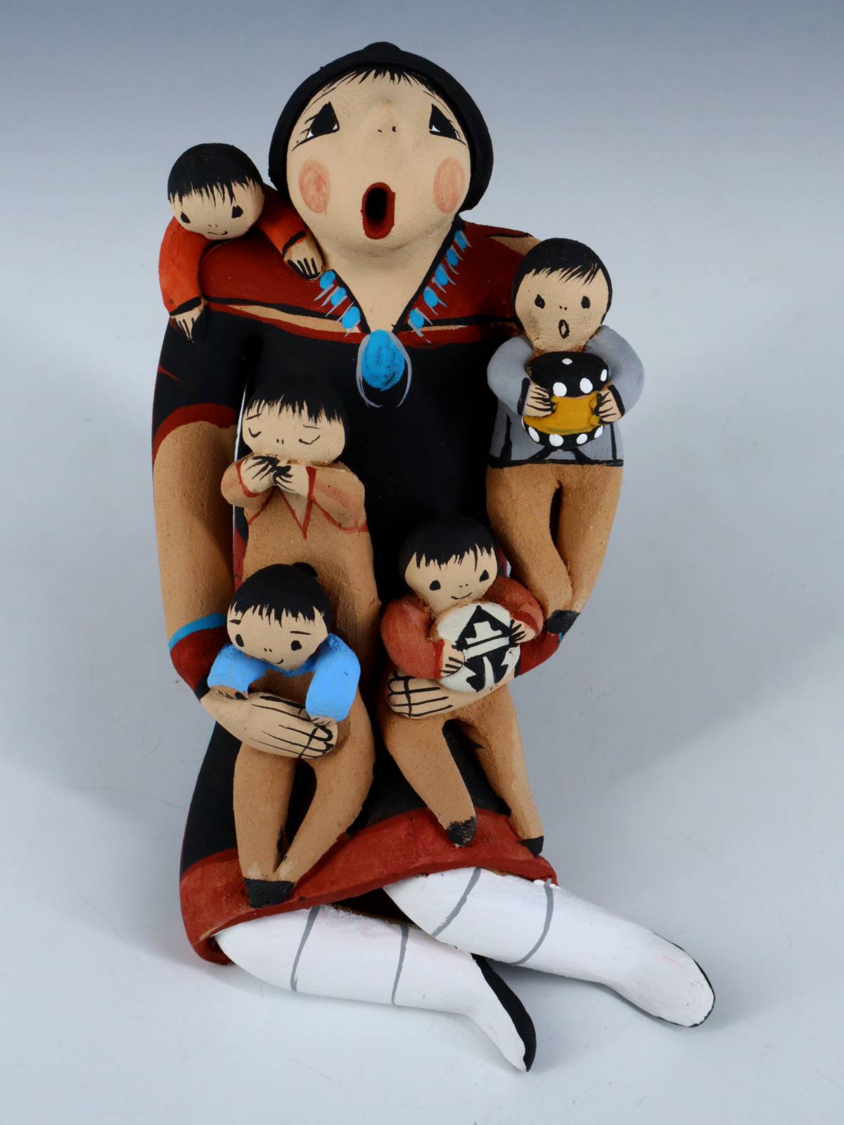 Jemez Pueblo Pottery Cuatro Bebé Cuentista Muñeca
