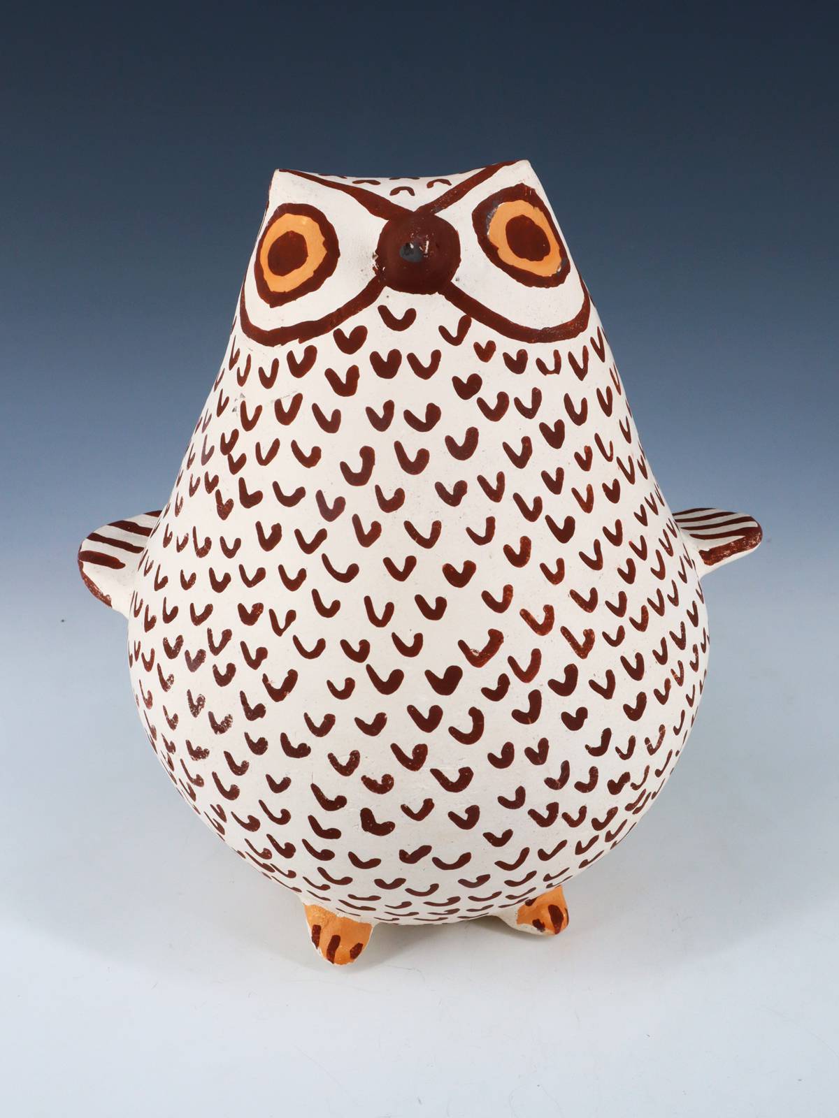 Acoma Pueblo Hand Coiled Pottery Owl Figurine