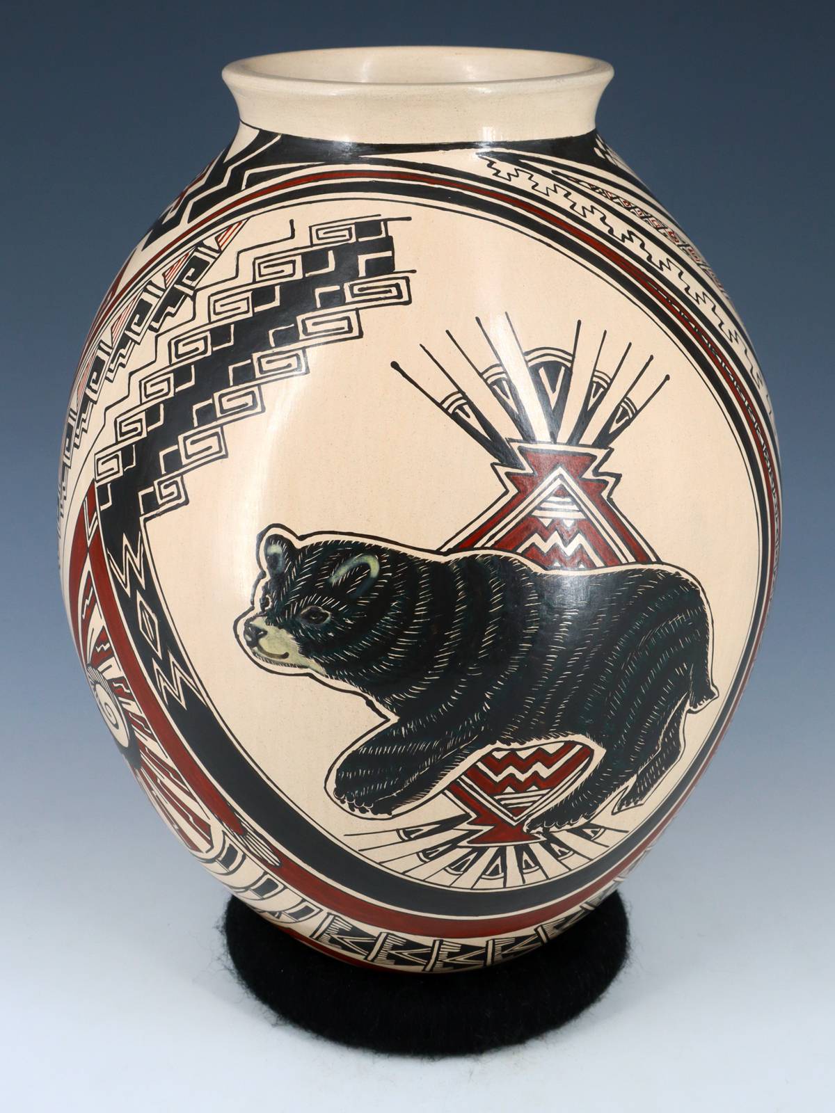 Grande poterie à effigie de dauphin enroulée à la main Mata Ortiz