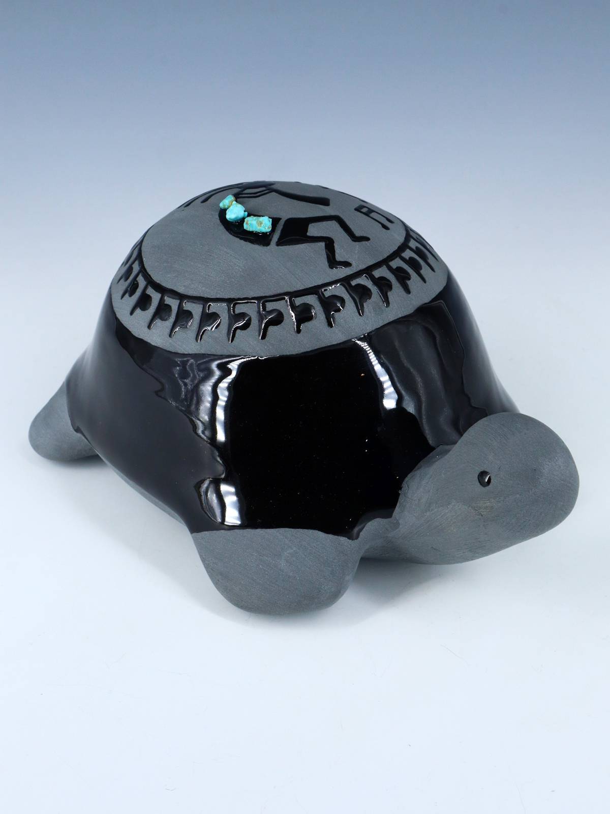 San Juan Pueblo Black Pottery Turtle