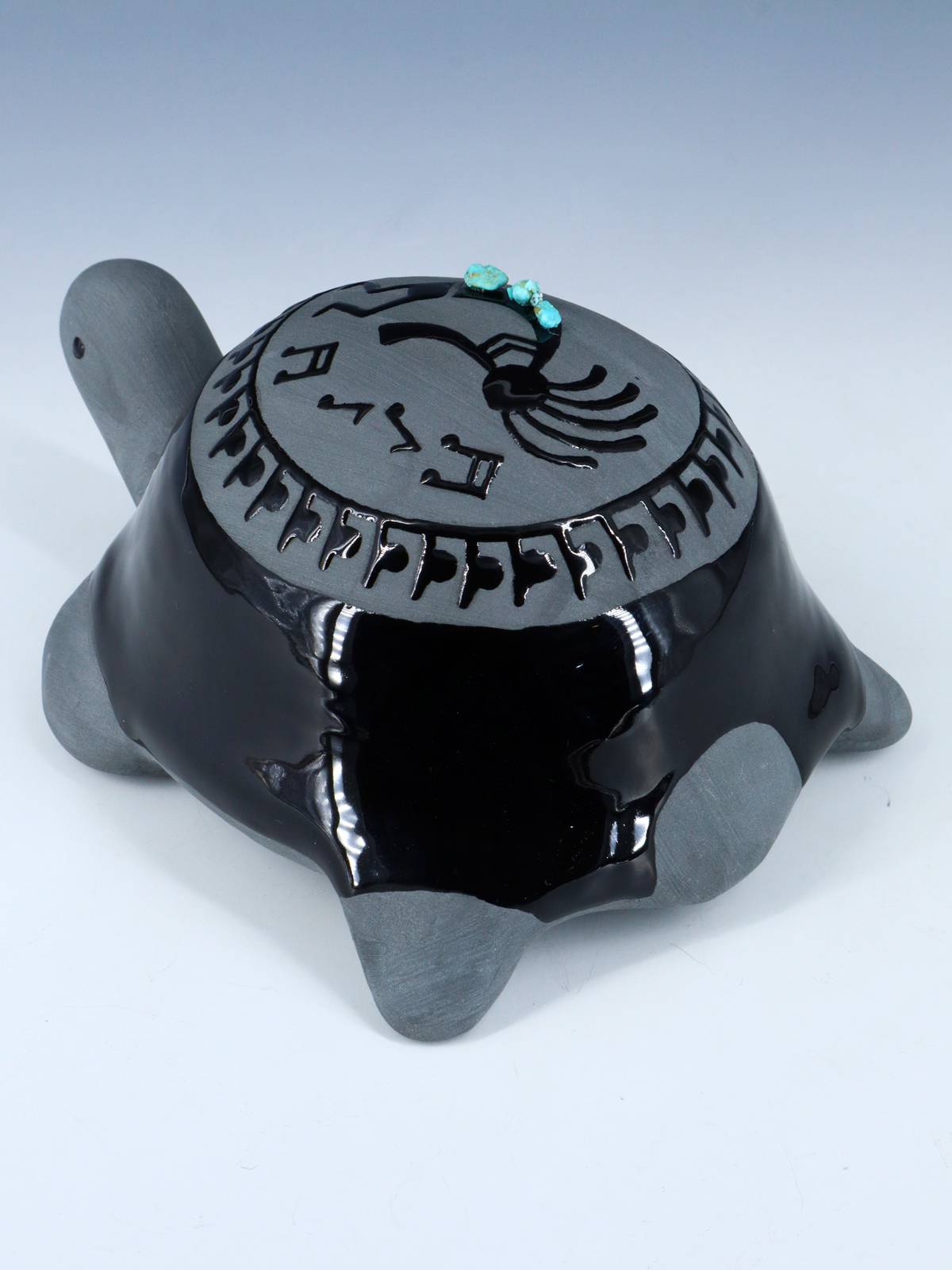 San Juan Pueblo Black Pottery Turtle