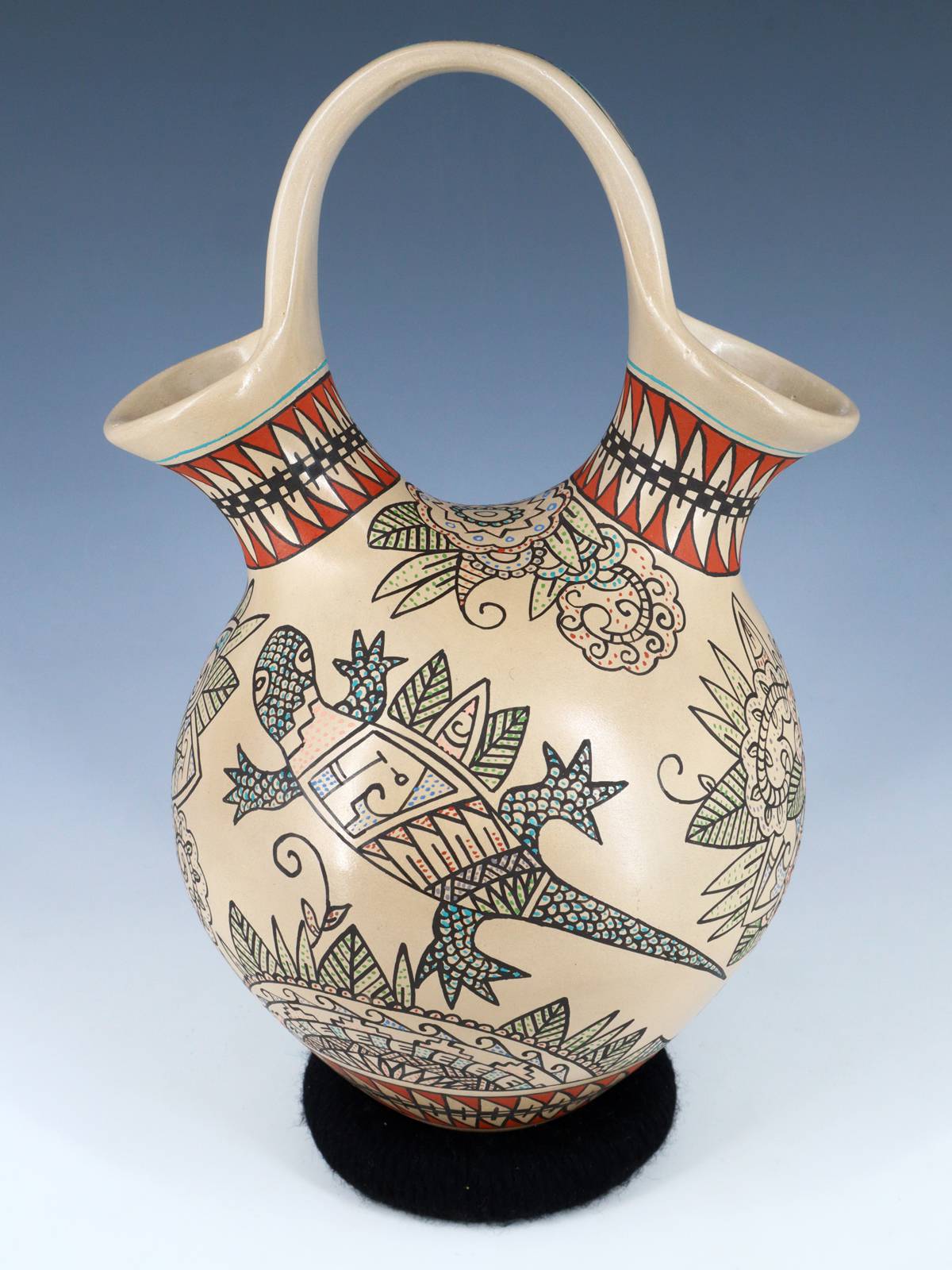 Mata Ortiz Hand Coiled and Painted Wedding Vase