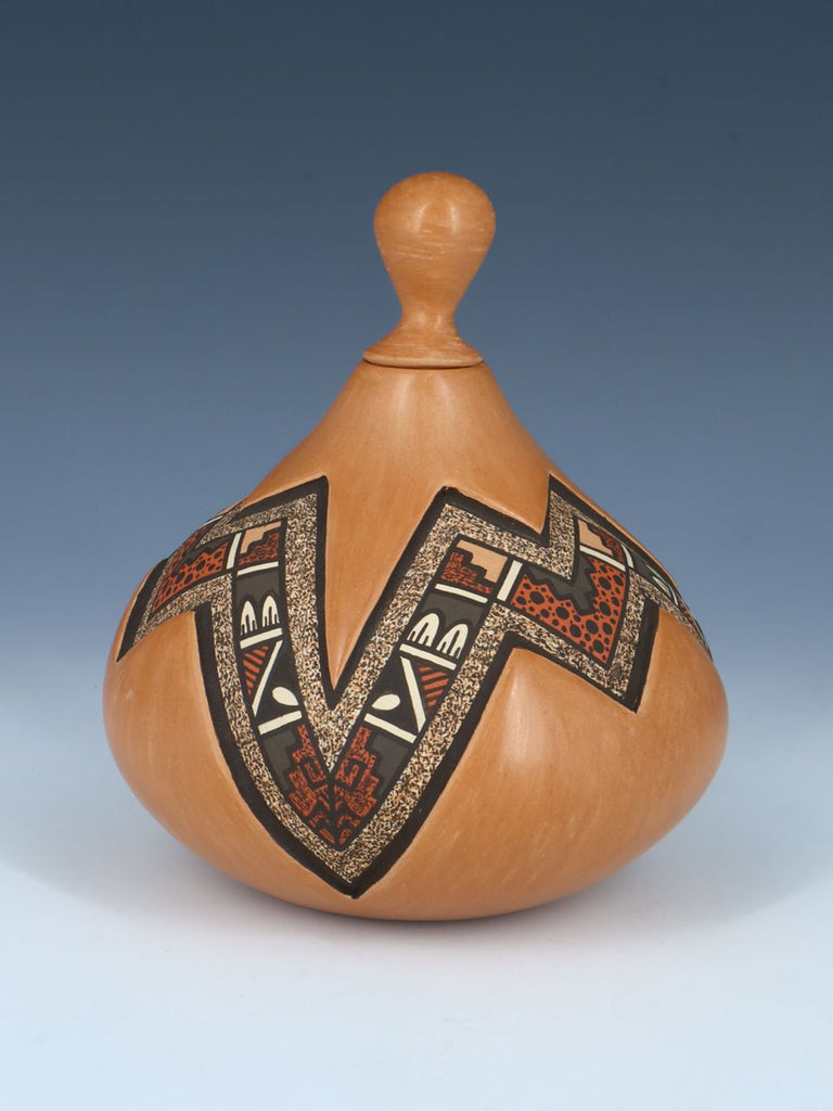 Jemez Pueblo Hand Coiled Incised Pottery Vase With Lid - PuebloDirect.com