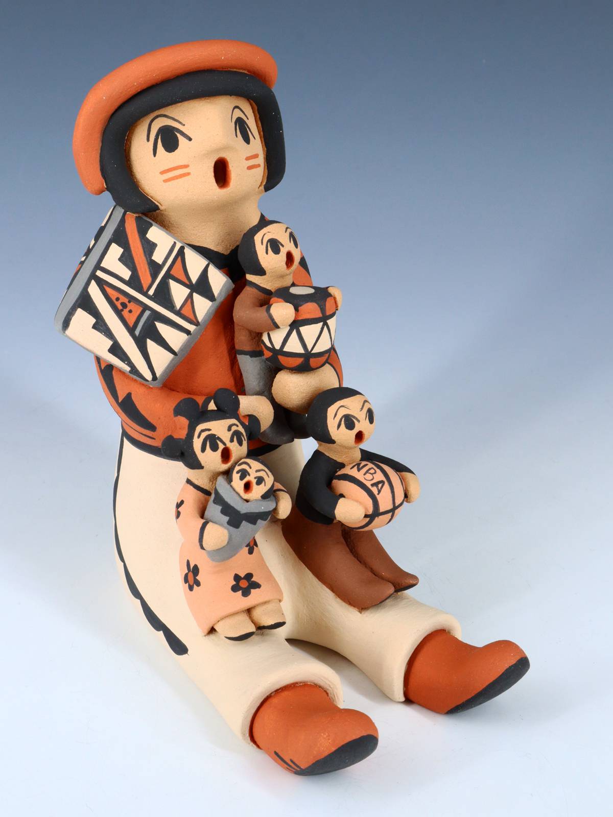 Jemez Pueblo Pottery Three Baby Storyteller Doll