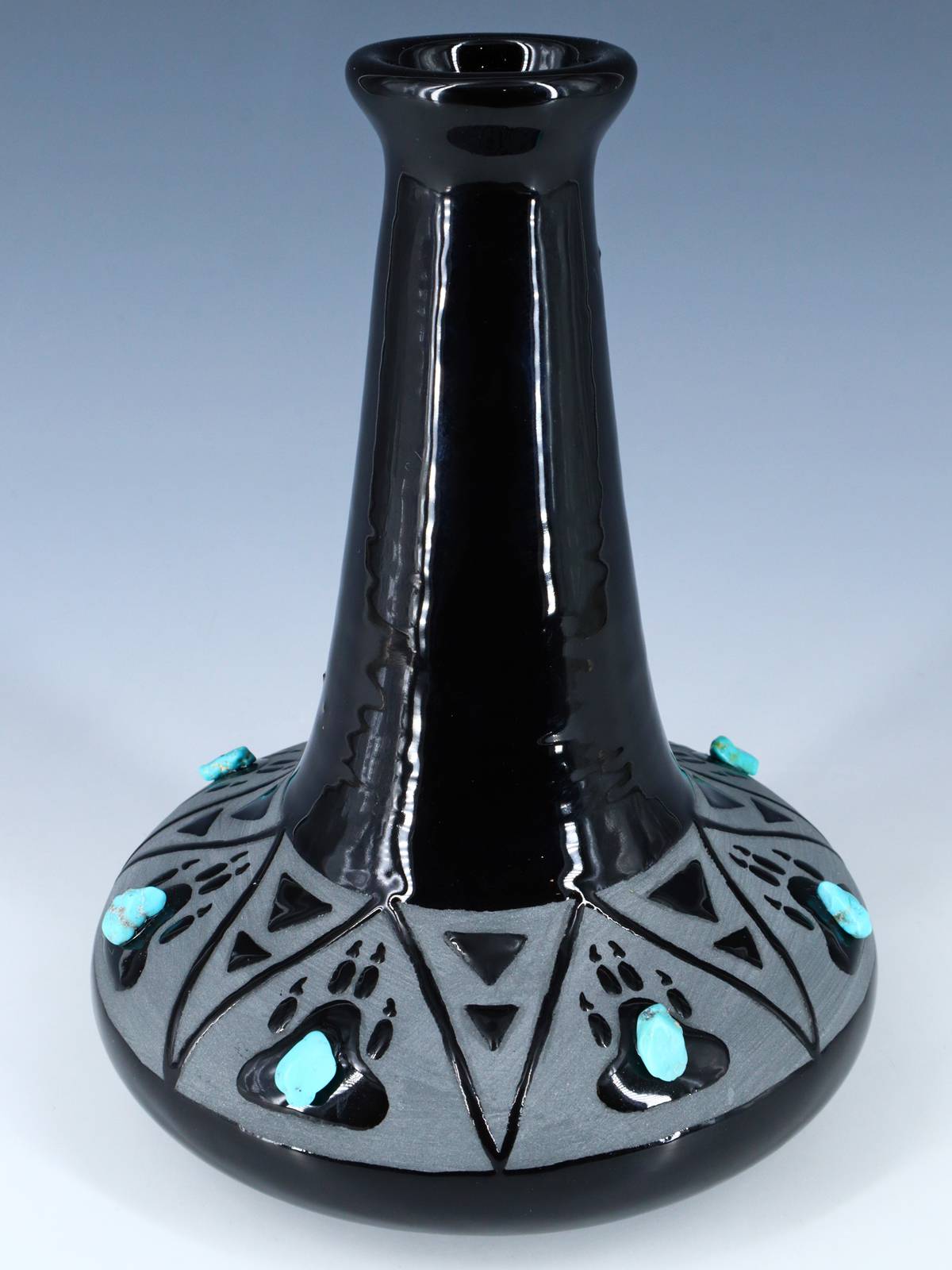 Vase de mariage tortue en poterie noire San Juan Pueblo