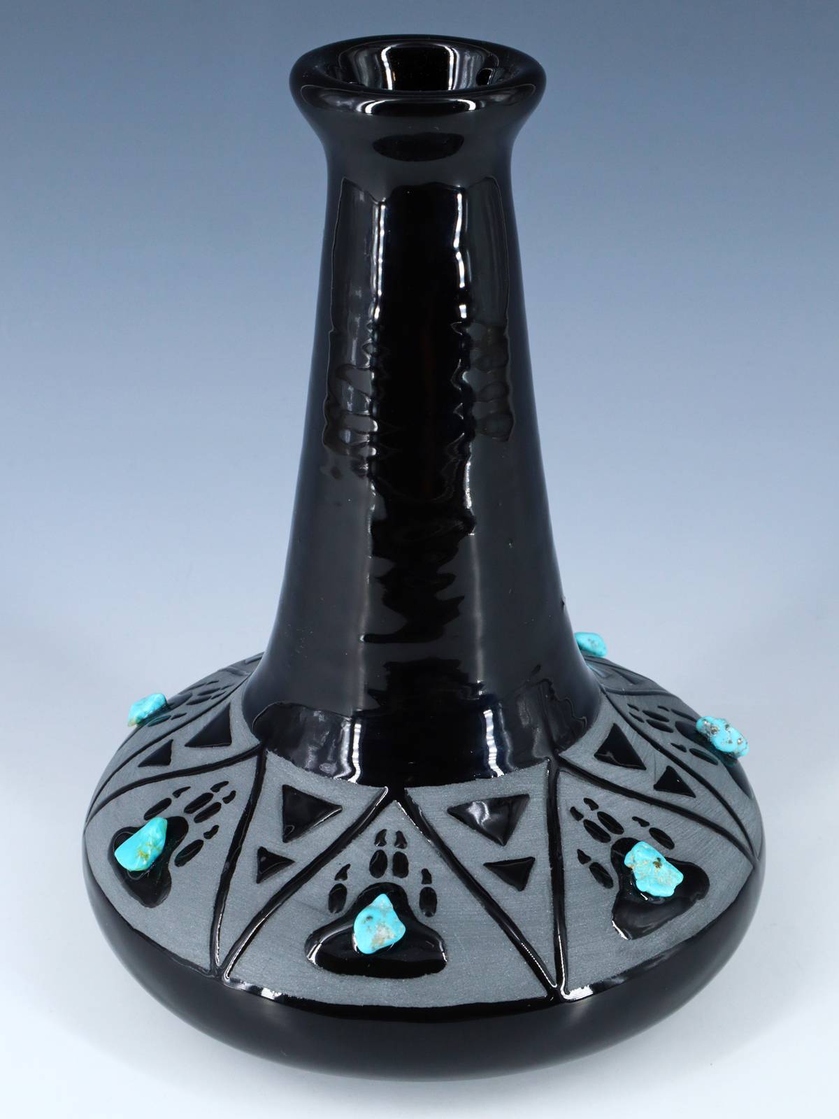 Vase de mariage tortue en poterie noire San Juan Pueblo