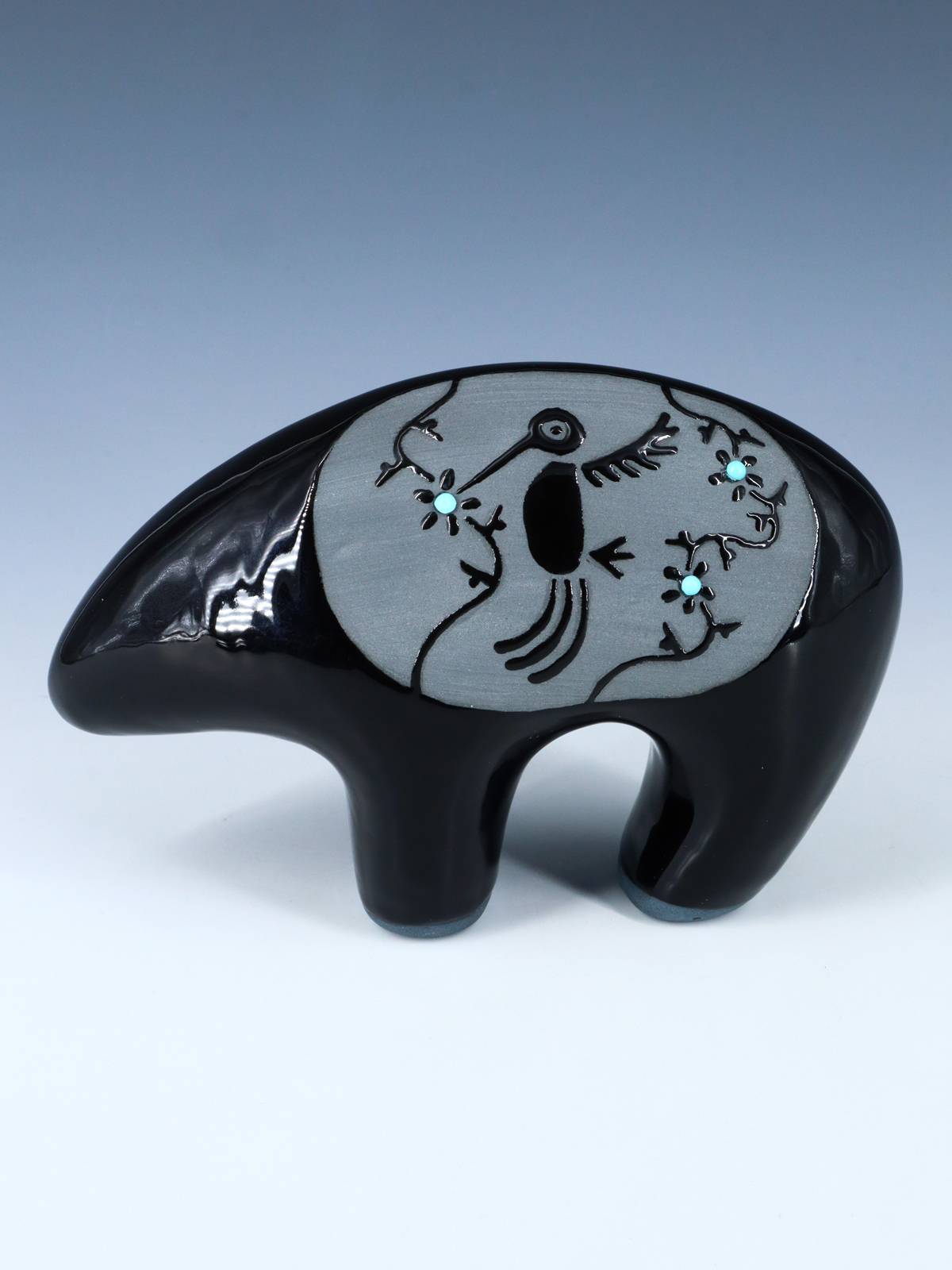 San Juan Pueblo Black Pottery Bear