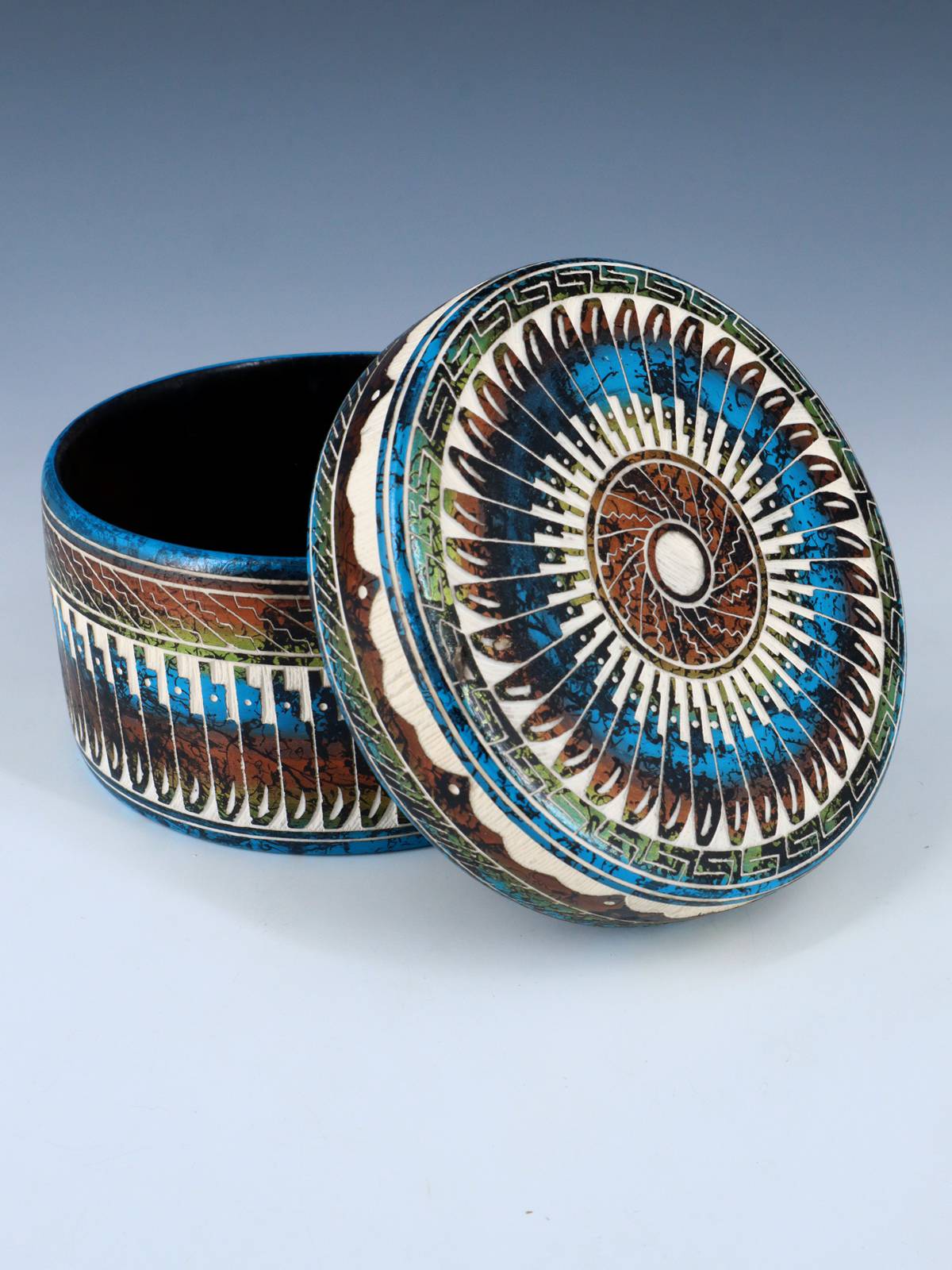 Navajo Etched Pottery Jewelry Box