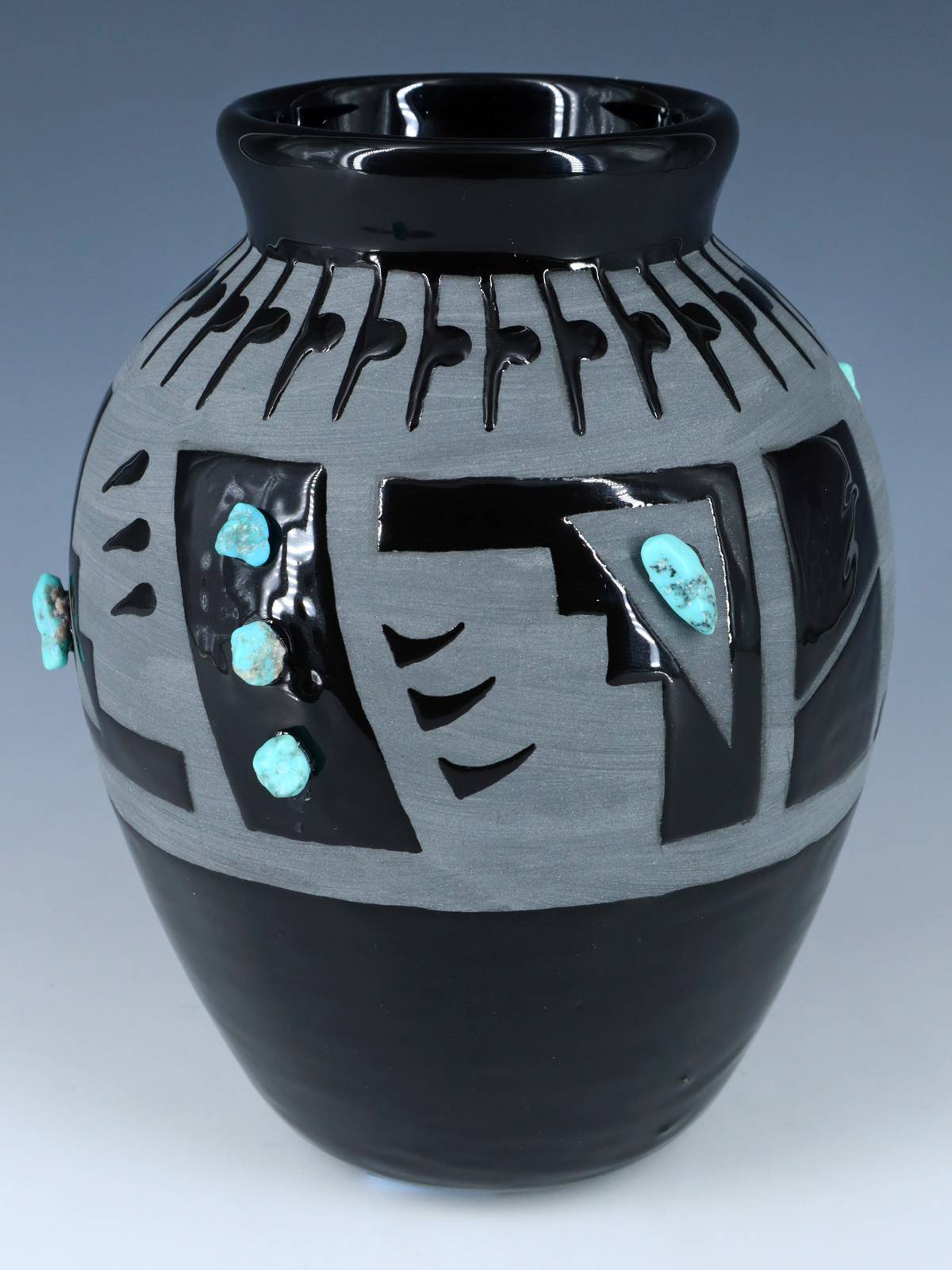 San Juan Pueblo Black Pottery Vase