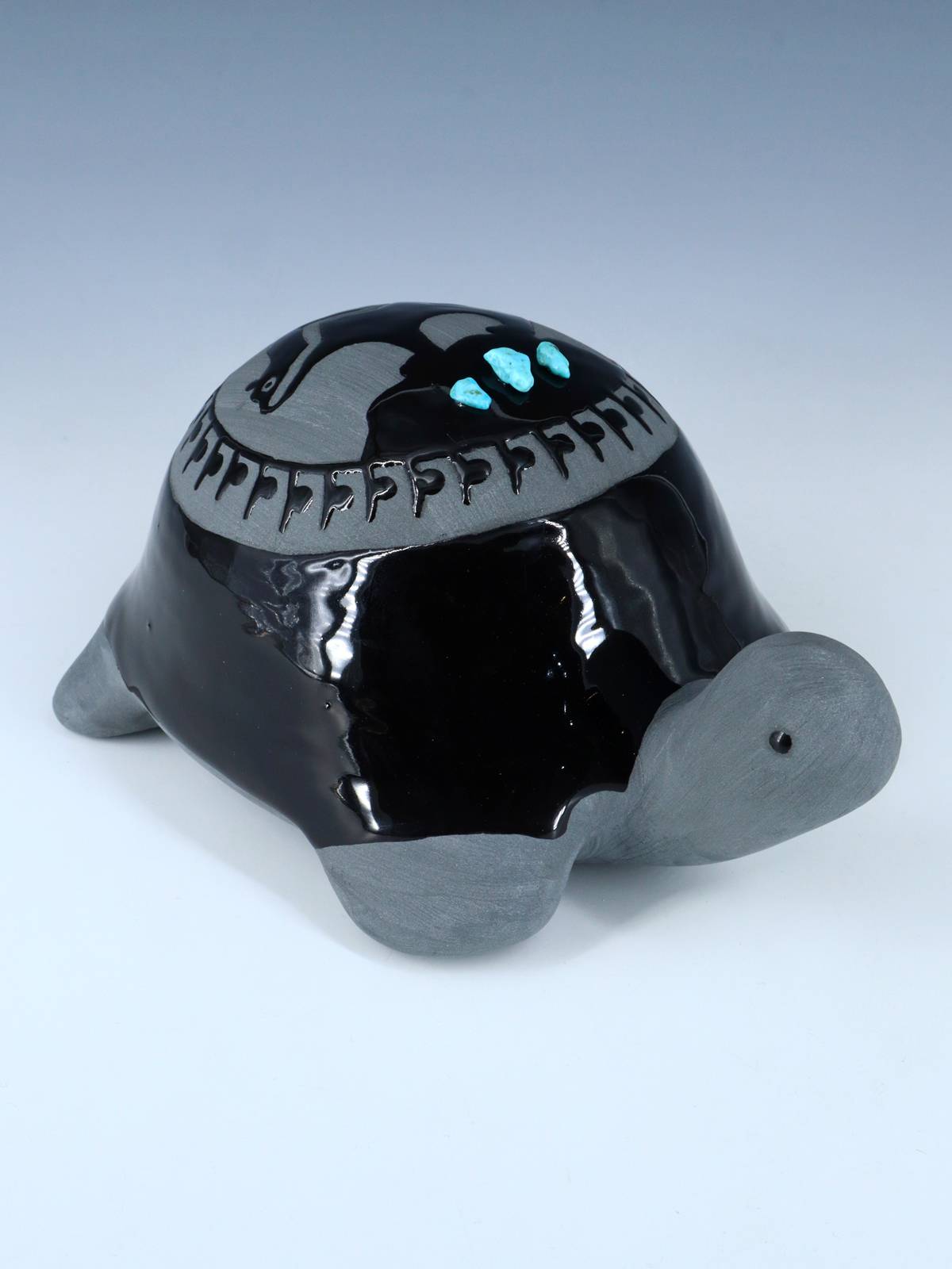 San Juan Pueblo Black Pottery Turtle