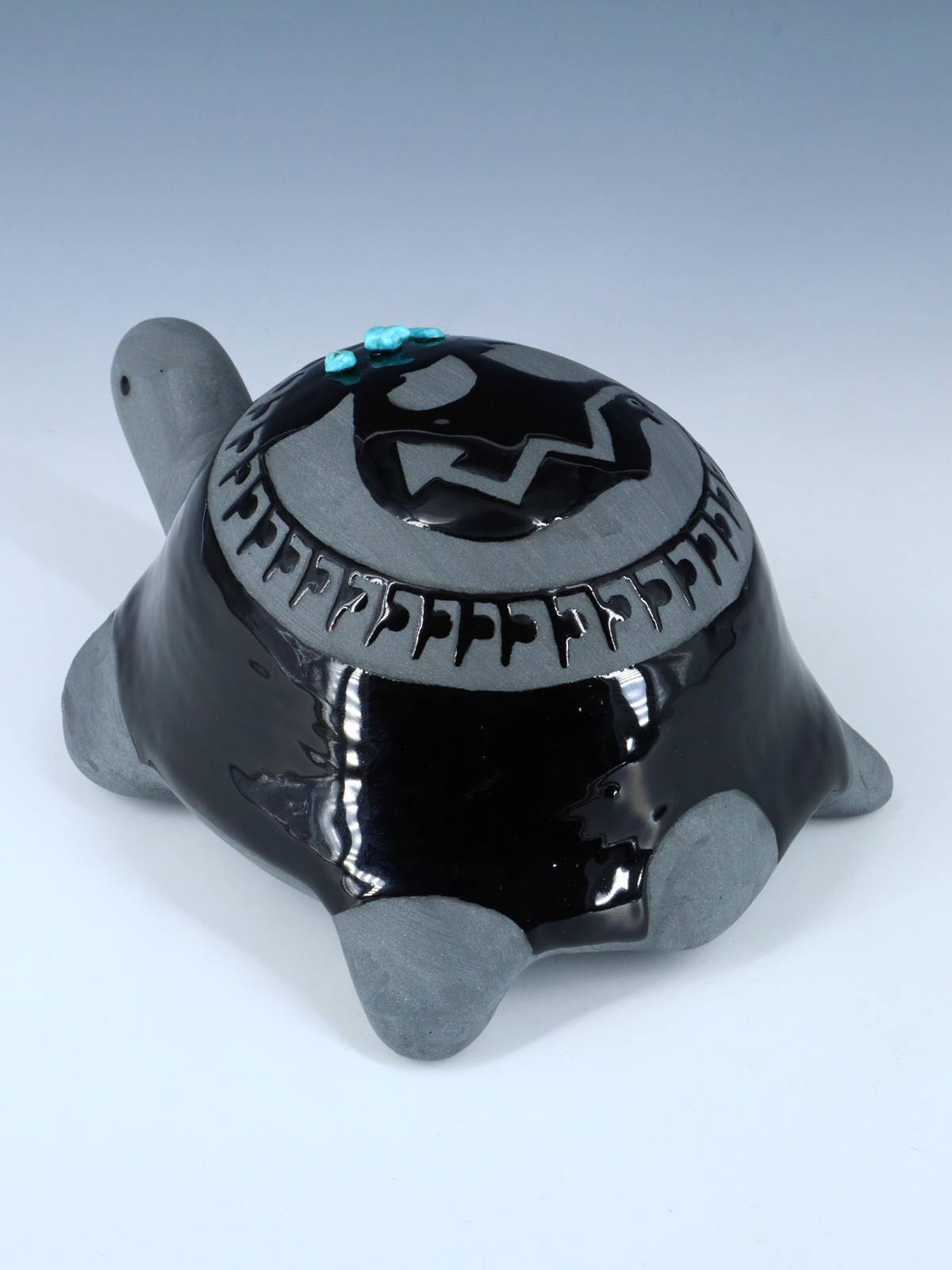 San Juan Pueblo Black Pottery Turtle