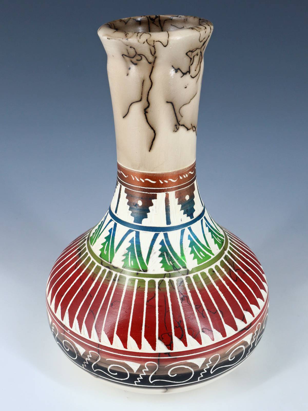Navajo Etched Horsehair Pottery Vase