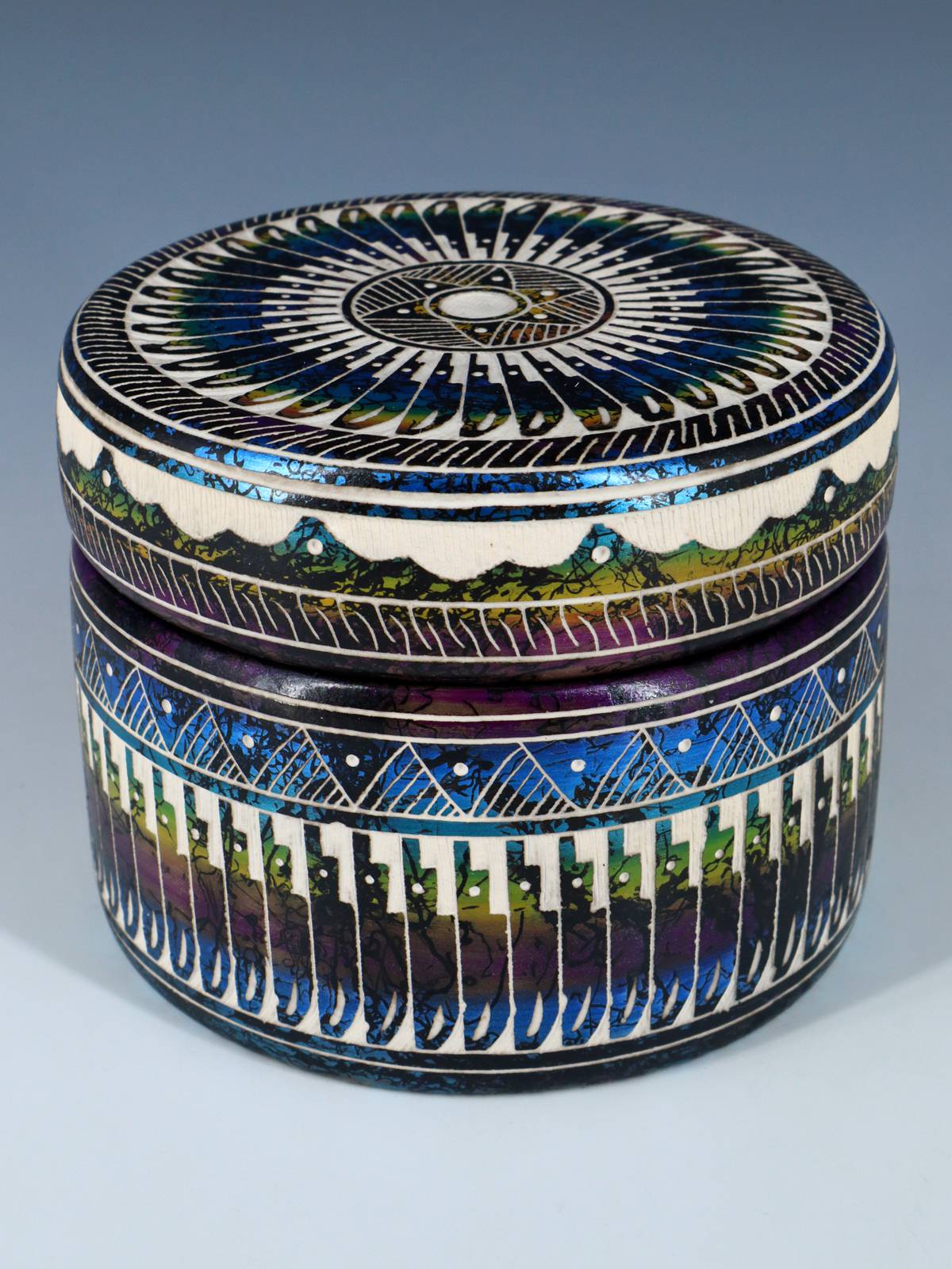 Navajo Etched Pottery Jewelry Box - PuebloDirect.com