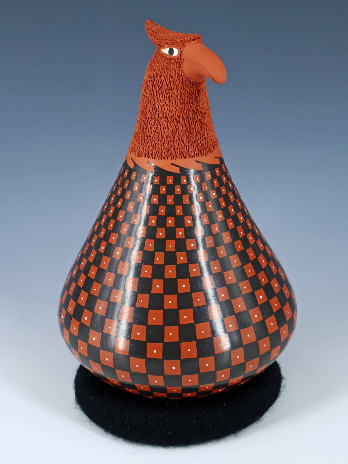 Mata Ortiz Hand Coiled Red Bird Figurine Pottery