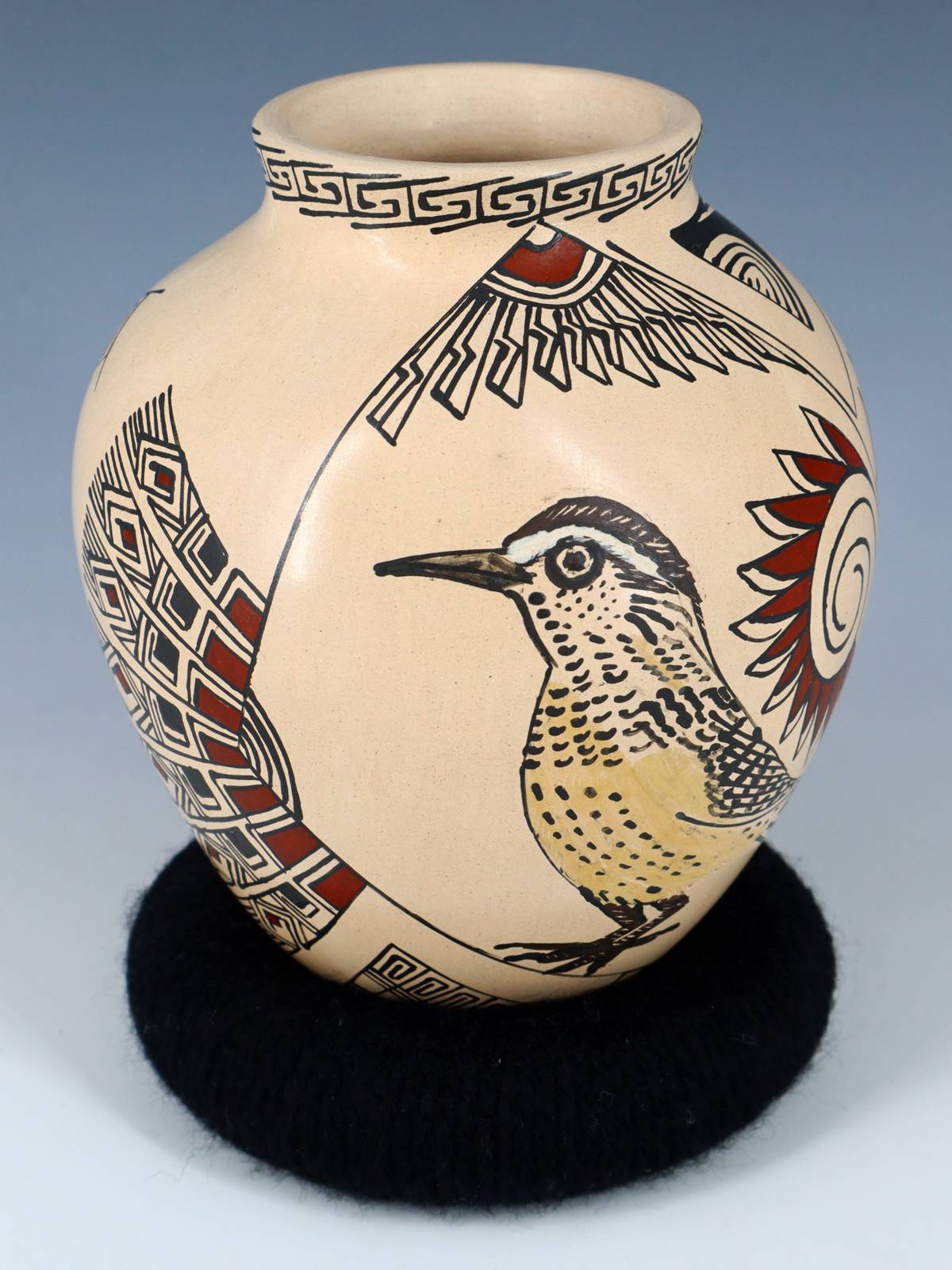 Mata Ortiz Hand Coiled Nature Pottery Vase