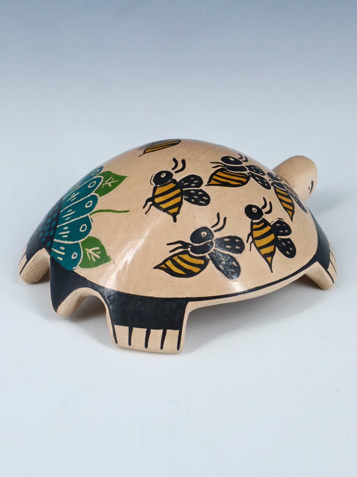 Small Mata Ortiz Hand Coiled Pottery Turtle Figurine - PuebloDirect.com