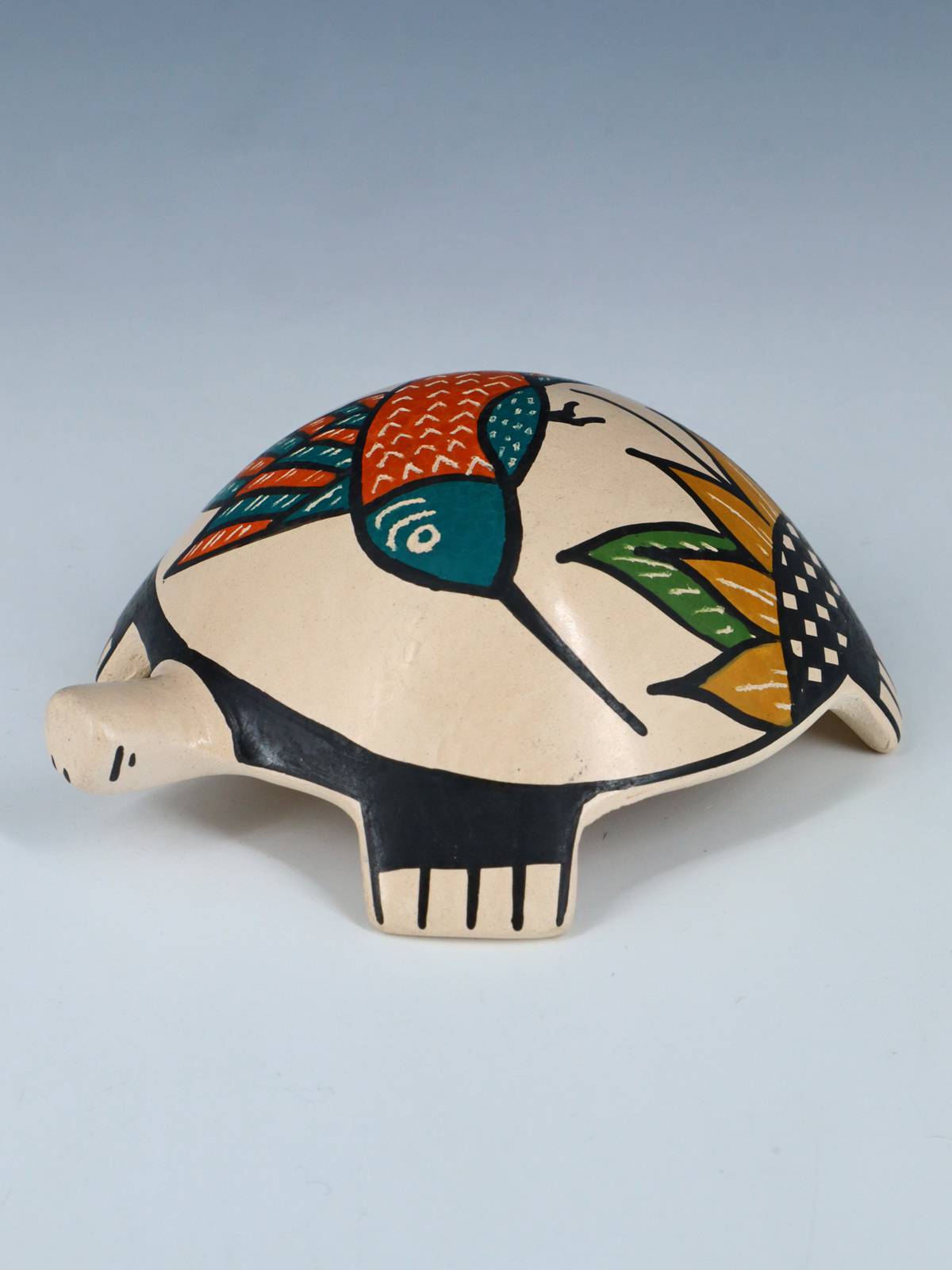 Small Mata Ortiz Hand Coiled Pottery Turtle Figurine - PuebloDirect.com