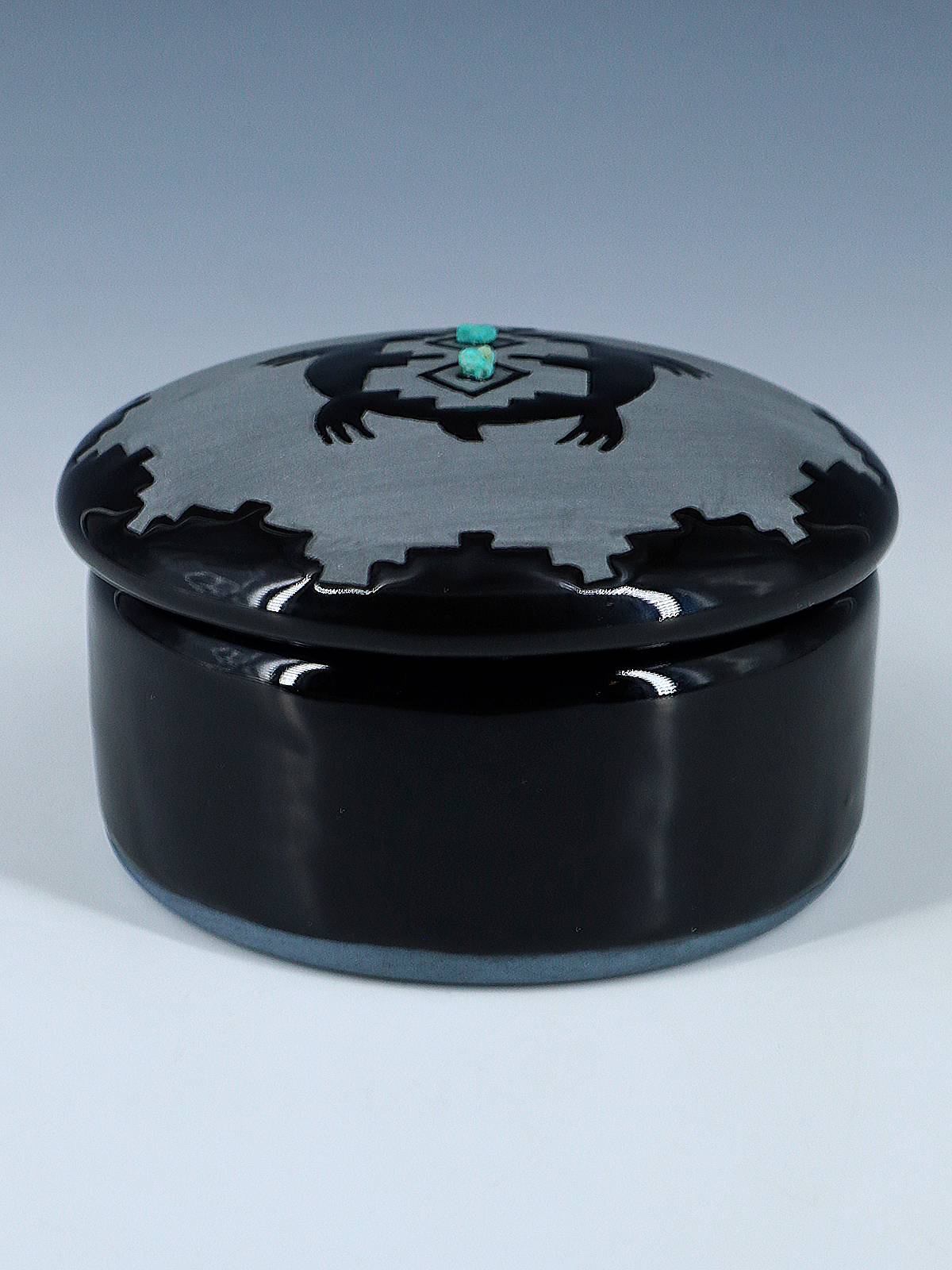 San Juan Pueblo Black Pottery Turtle Jewelry Box - PuebloDirect.com