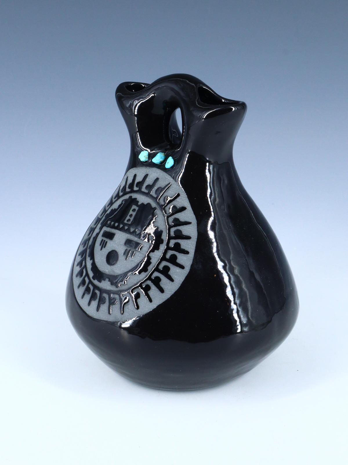 San Juan Pueblo Black Pottery Wedding Vase - PuebloDirect.com