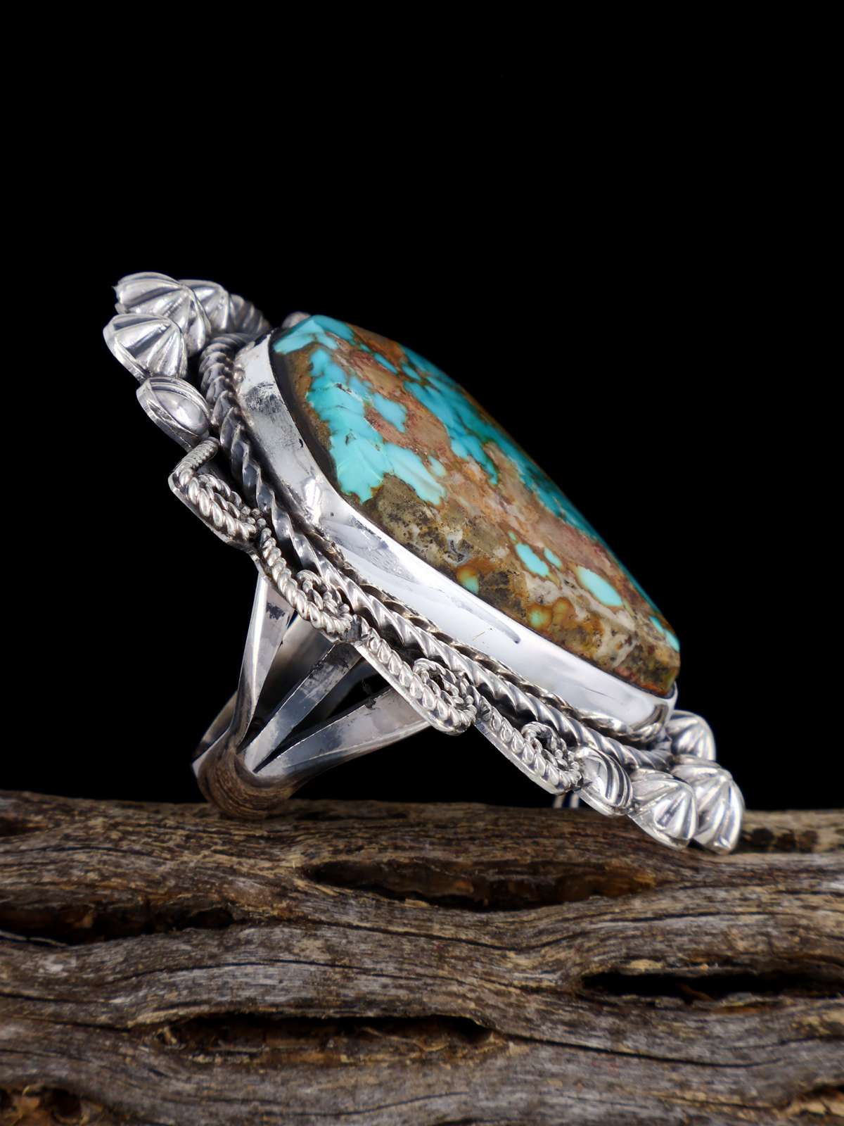 Navajo Pilot Mountain Turquoise Ring, Size 9 3/4