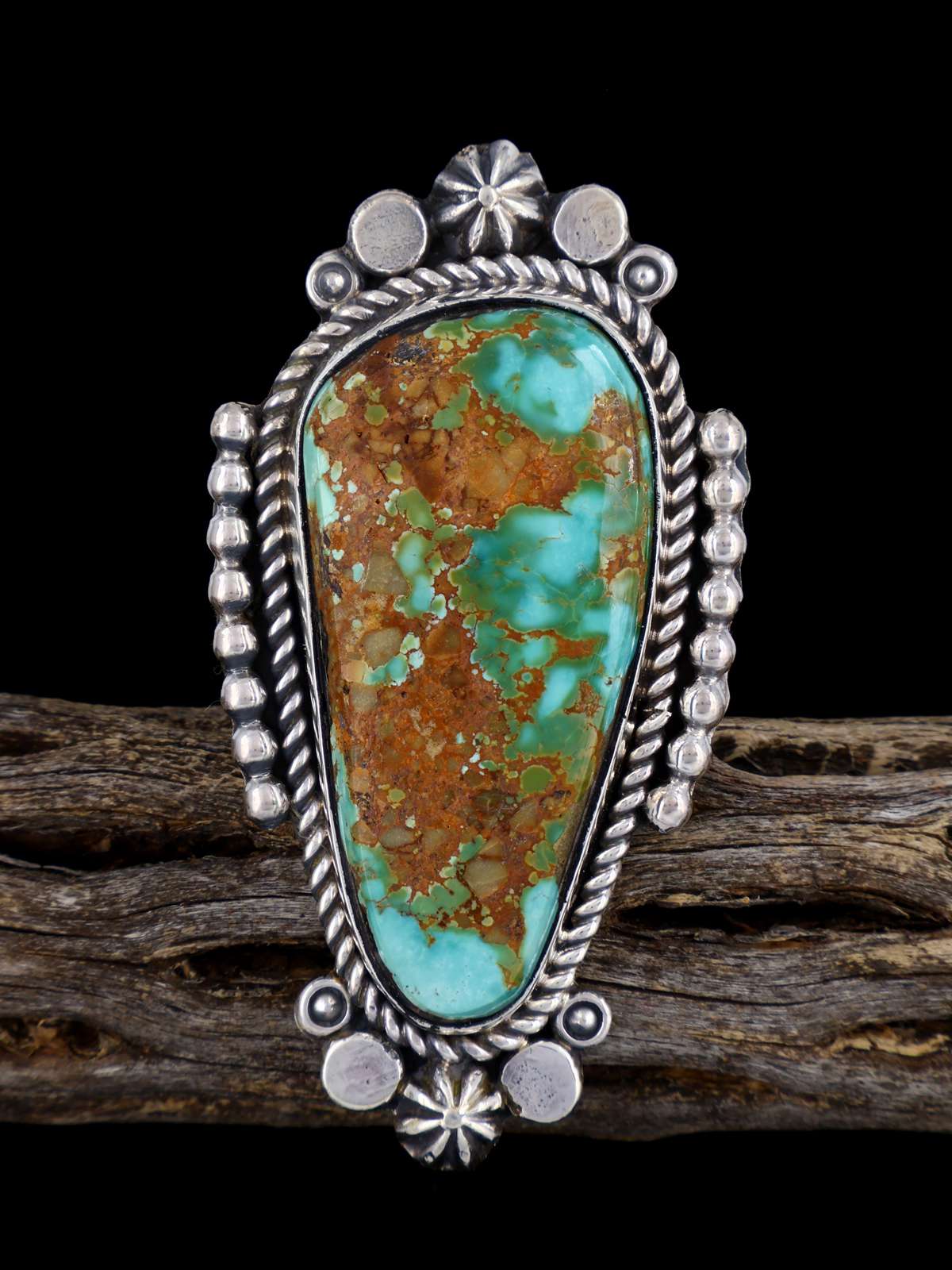 Navajo Pilot Mountain Turquoise Ring, Size 8