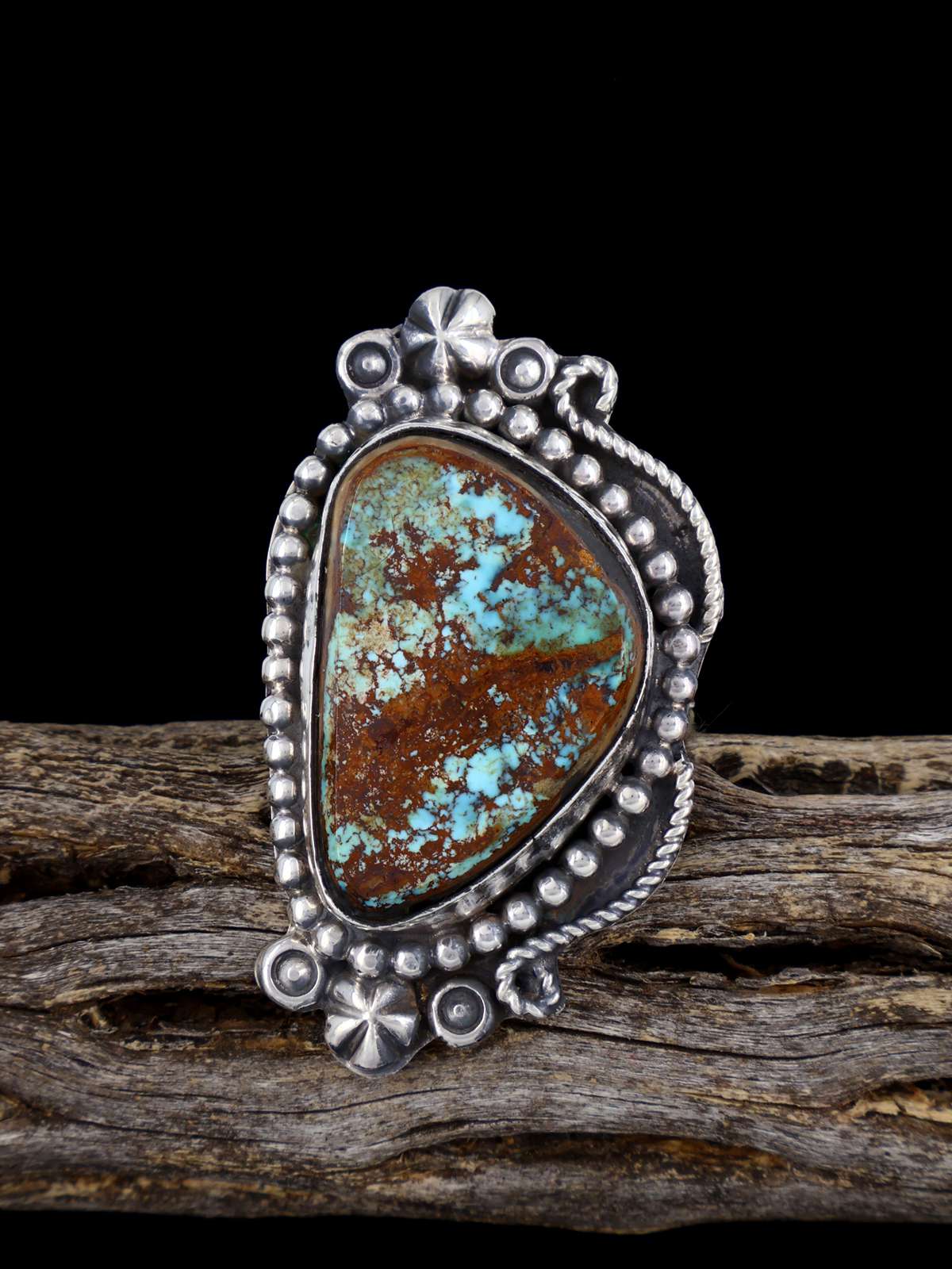 Navajo Pilot Mountain Turquoise Ring, Size 10