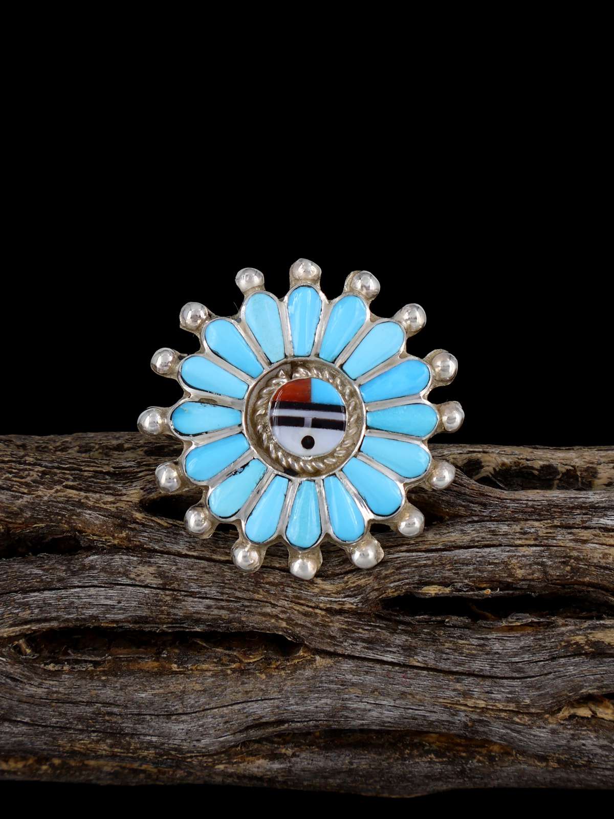 Bague turquoise en argent sterling vintage Estate, taille 8,5