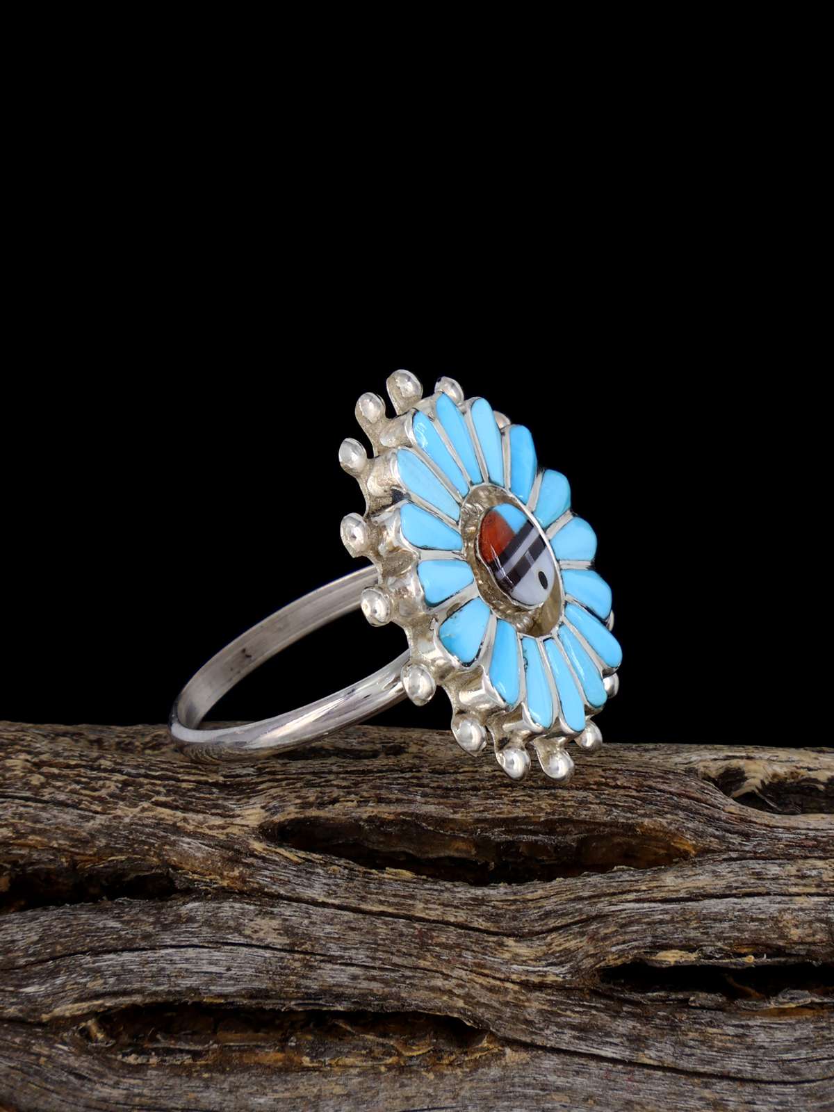 Bague turquoise en argent sterling vintage Estate, taille 8,5