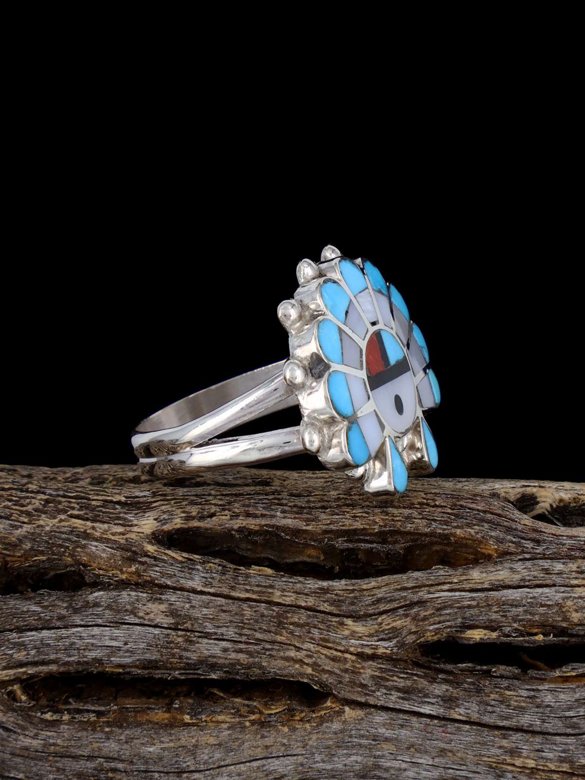 Anillo turquesa de plata de ley Vintage Estate, tamaño 8.5