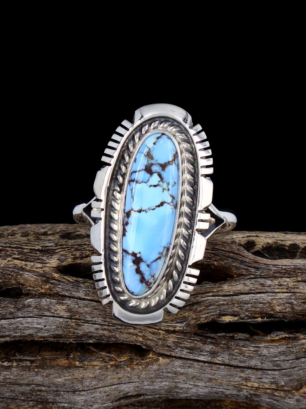 Bague turquoise de montagne de nuage naturel en argent sterling, taille 6