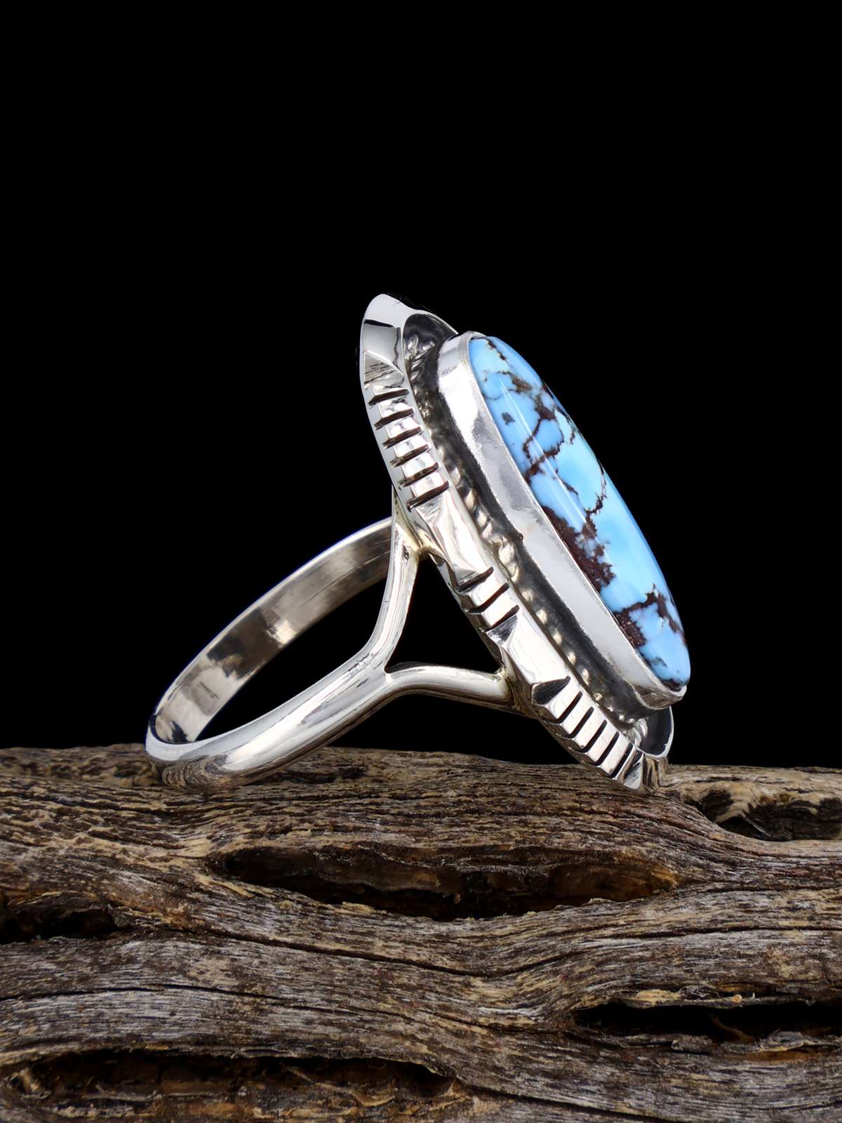 Bague turquoise de montagne de nuage naturel en argent sterling, taille 6